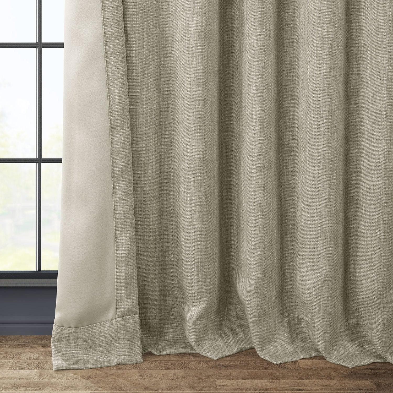 Oatmeal Textured Faux Linen Blackout Curtains for Bedroom - Thermal Insulated Window Drapes for Living Room & Nursery