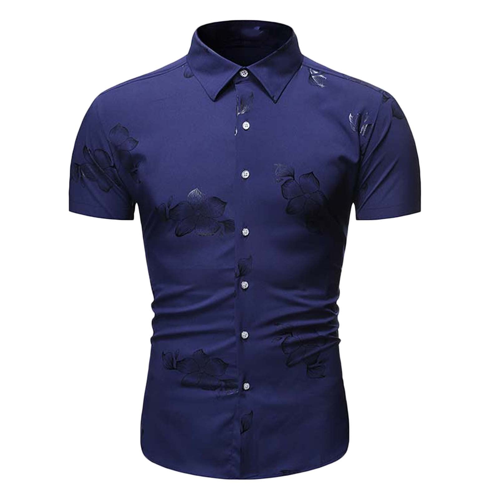 Men's Plaid Henley Shirt with Pocket - Short Sleeve Banded Collar Business Casual Shirt for Office, Date Night & Outdoor Activities