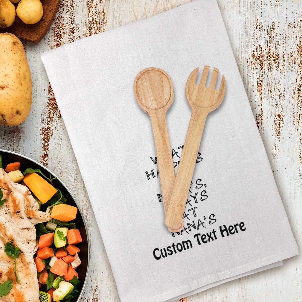 Custom Printed Funny Kitchen Towels - 'What Happens at Nana's Stays at Grandma's' Novelty Dish Towels for Cooking & Cleaning | Humorous Home Decor Gift for Grandmas