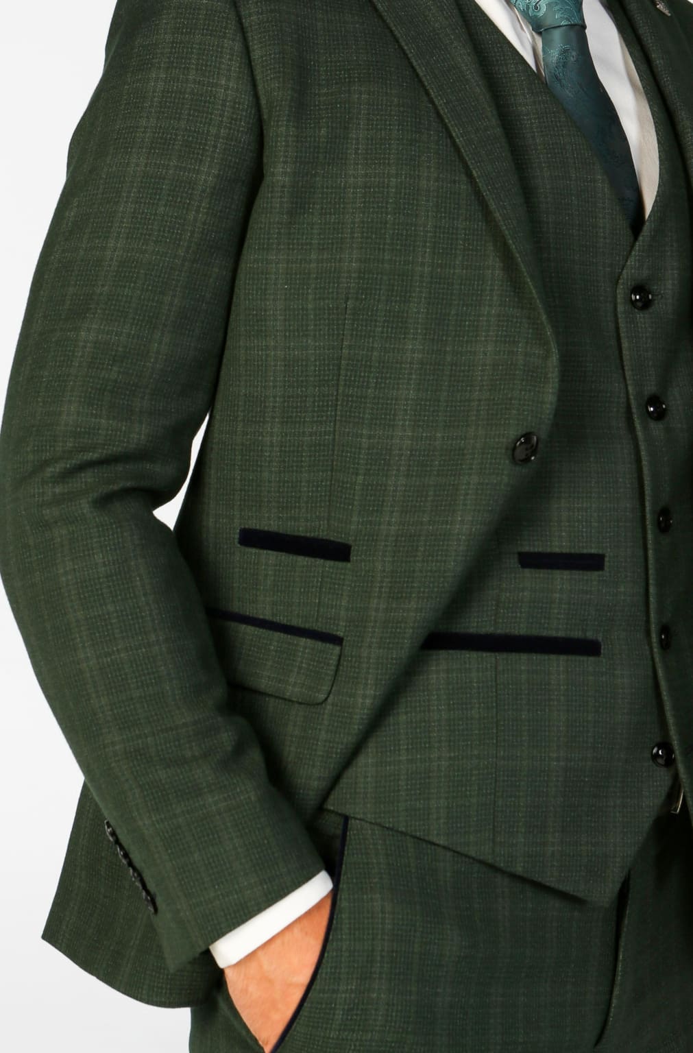 Leo Green Check Three Piece Suit for Men | Formal Business Attire | Wedding & Office Wear | Premium Wool Blend Suit for Professional Occasions