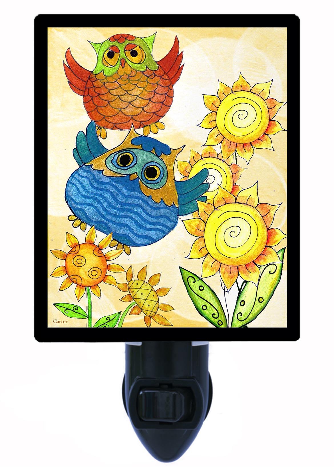 Owls & Sunflowers LED Night Light - Cute Bird-Themed Night Light for Kids & Nursery | Perfect for Bedrooms, Baby Rooms & Relaxing Nighttime Ambience