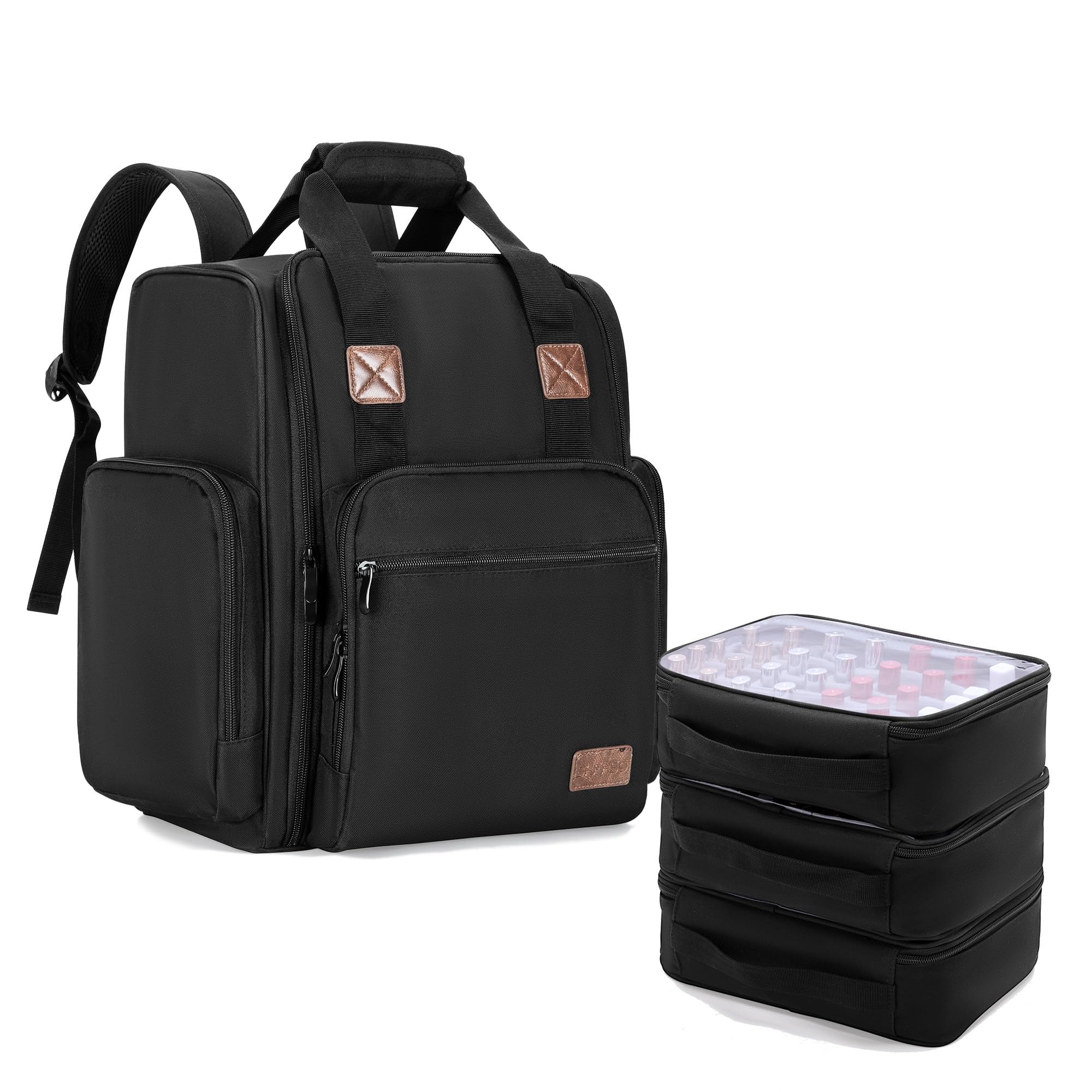 BAFASO Nail Polish Organizer Backpack - Holds 84 Bottles & Nail Lamp for Salon & Travel
