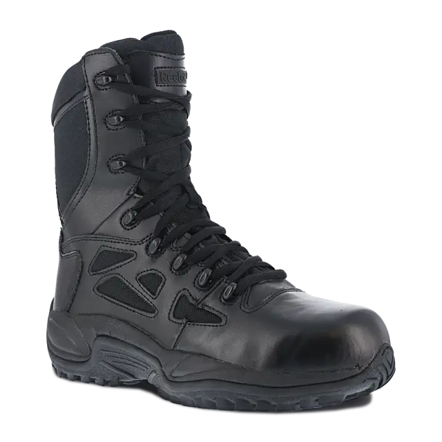 Rapid Response RB 8-Inch Composite Toe Tactical Work Boots for Men - Black Safety Shoes for Construction, Hiking & Outdoor Work - ASTM F2413 Certified