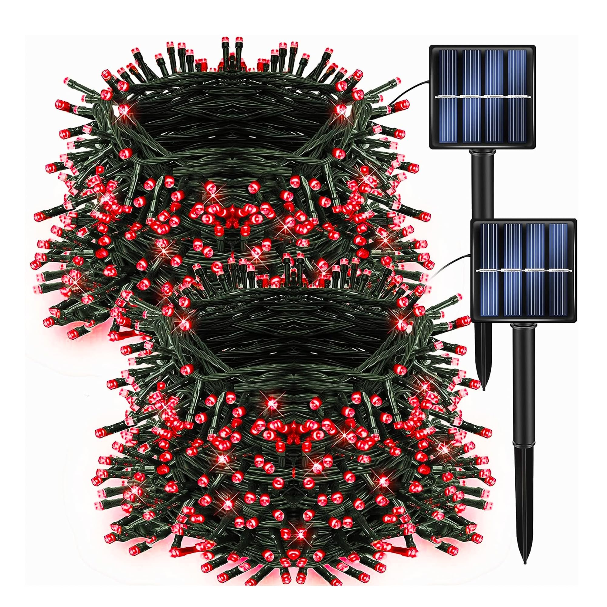 Dazzle Bright 400 LED Solar Christmas Lights - 132FT Red Outdoor String Lights with 8 Modes | Waterproof Solar Powered Fairy Lights for Garden, Patio, Tree, Yard, Party & Bedroom Decoration | Perfect for Holiday, Wedding & Outdoor Lighting