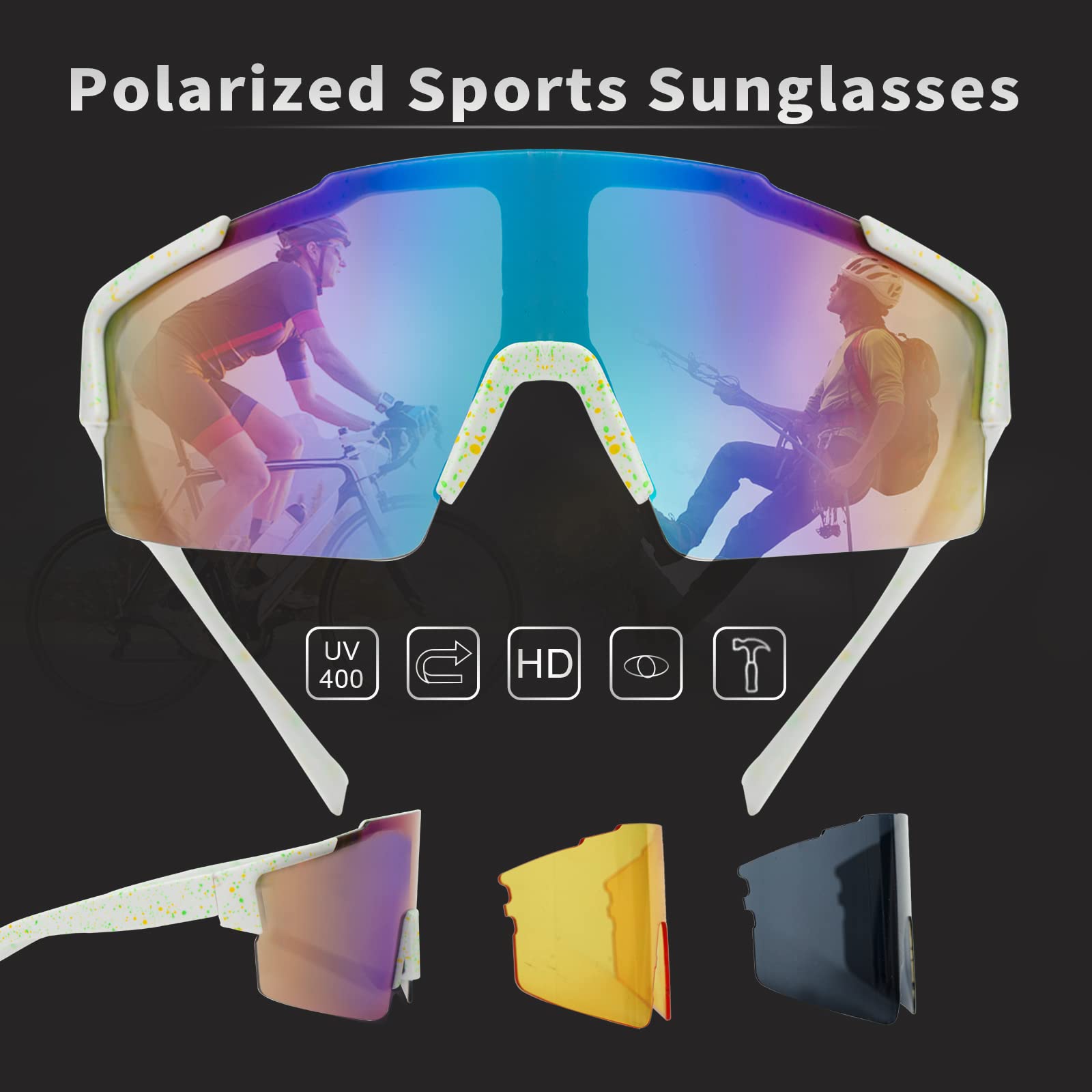 Polarized Sports Sunglasses for Men & Women - UV Protection Cycling Running Golf Baseball Fishing Glasses - Perfect for Outdoor Activities & Sports