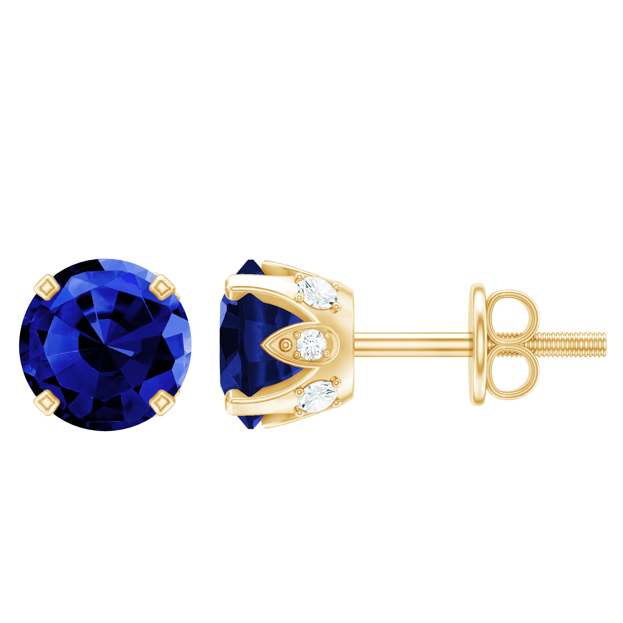 Certified Lab Grown Blue Sapphire Moissanite Stud Earrings - AAAA Quality Gemstone Jewelry with Gift Box - Perfect for Weddings, Anniversaries & Special Occasions