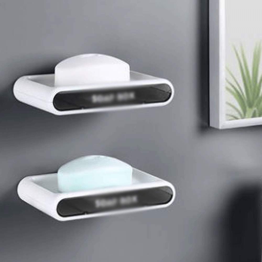Rotating Soap Dish with Drain - Wall Mounted Dual Soap Holder for Shower, Bathroom & Kitchen - Adhesive Suction Soap Tray Case (Gray, Green) - Perfect for Small Spaces & Water Drainage Needs