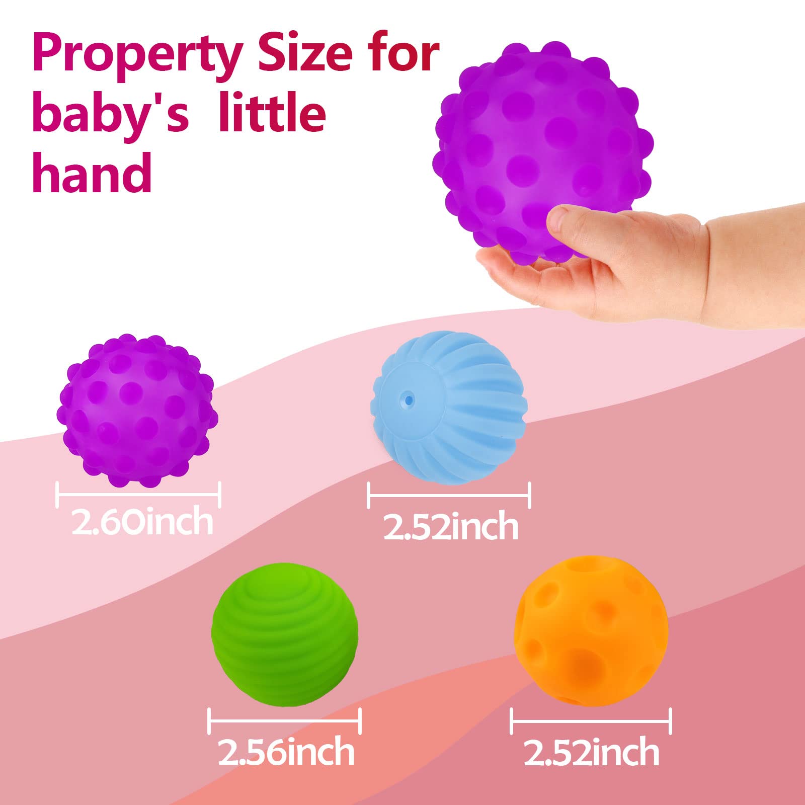 Baby Sensory Balls Set - Soft Textured Massage Toys for Toddlers 1-3 - Perfect for Early Learning & Playtime
