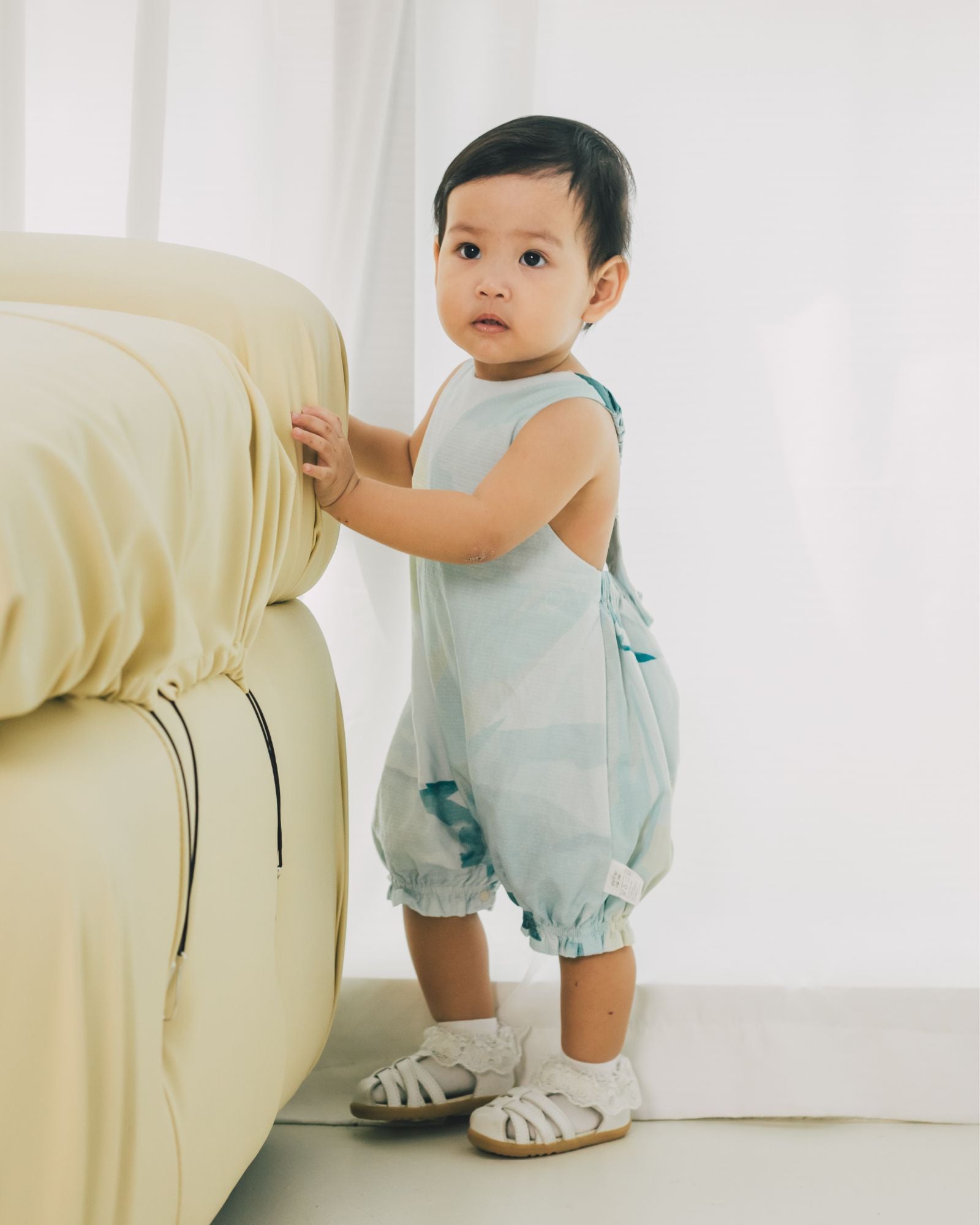 Serene Voyage Balloon Romper - Stylish & Comfortable Baby Jumpsuit for Playtime, Travel & Photo Shoots | Soft Cotton Outfit for Infants & Toddlers