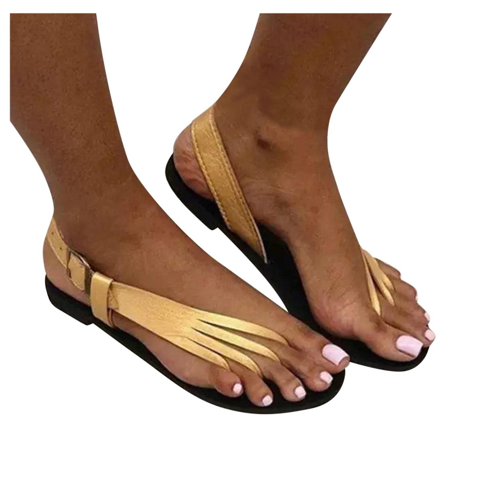 **Women's Roman Gladiator Sandals – Clip-Toe Back Buckle Slip-On Flat Sandals – Perfect for Summer Outfits, Beach Vacations & Casual Wear**