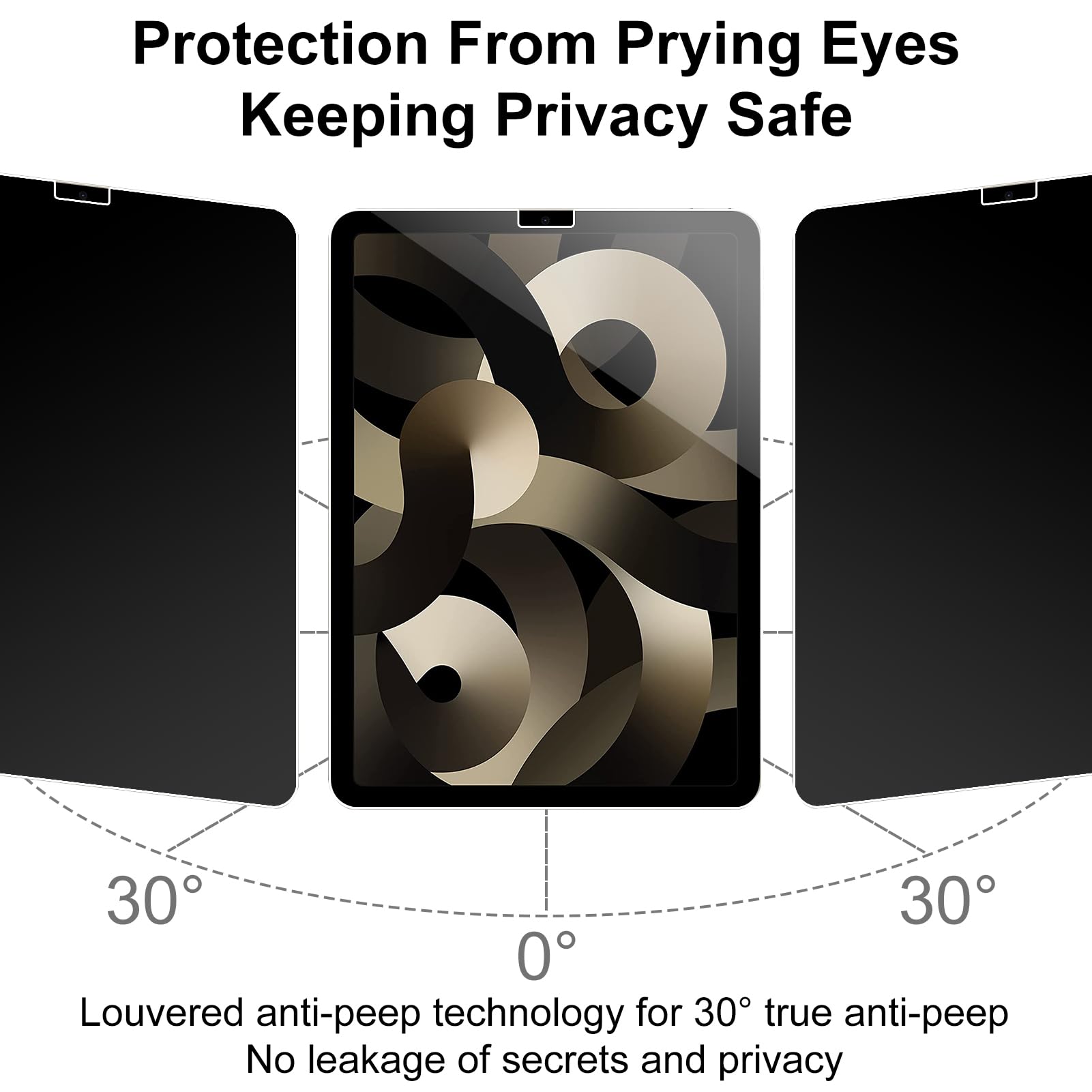 Privacy Screen Protector for iPad Pro 10.9 Inch (2022/2020 Model, Air 5/4) - Anti-Scratch 9H Hardness Tempered Glass Screen Protector with Bubble-Free Installation - Perfect for Office, Study & Travel Use
