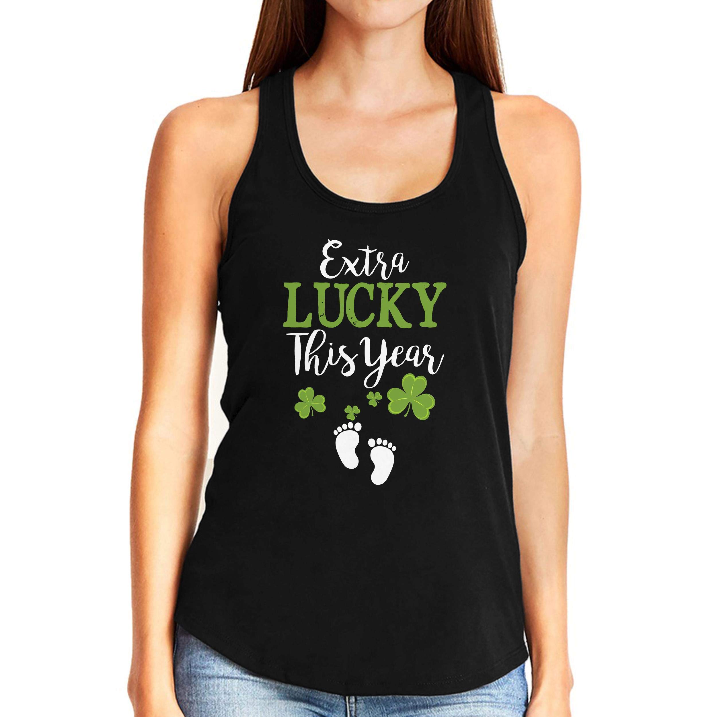 Extra Lucky This Year Women's St. Patrick's Day Pregnancy Announcement Tank Top - Perfect for Maternity Photos, Gender Reveals & Irish-Themed Baby Showers