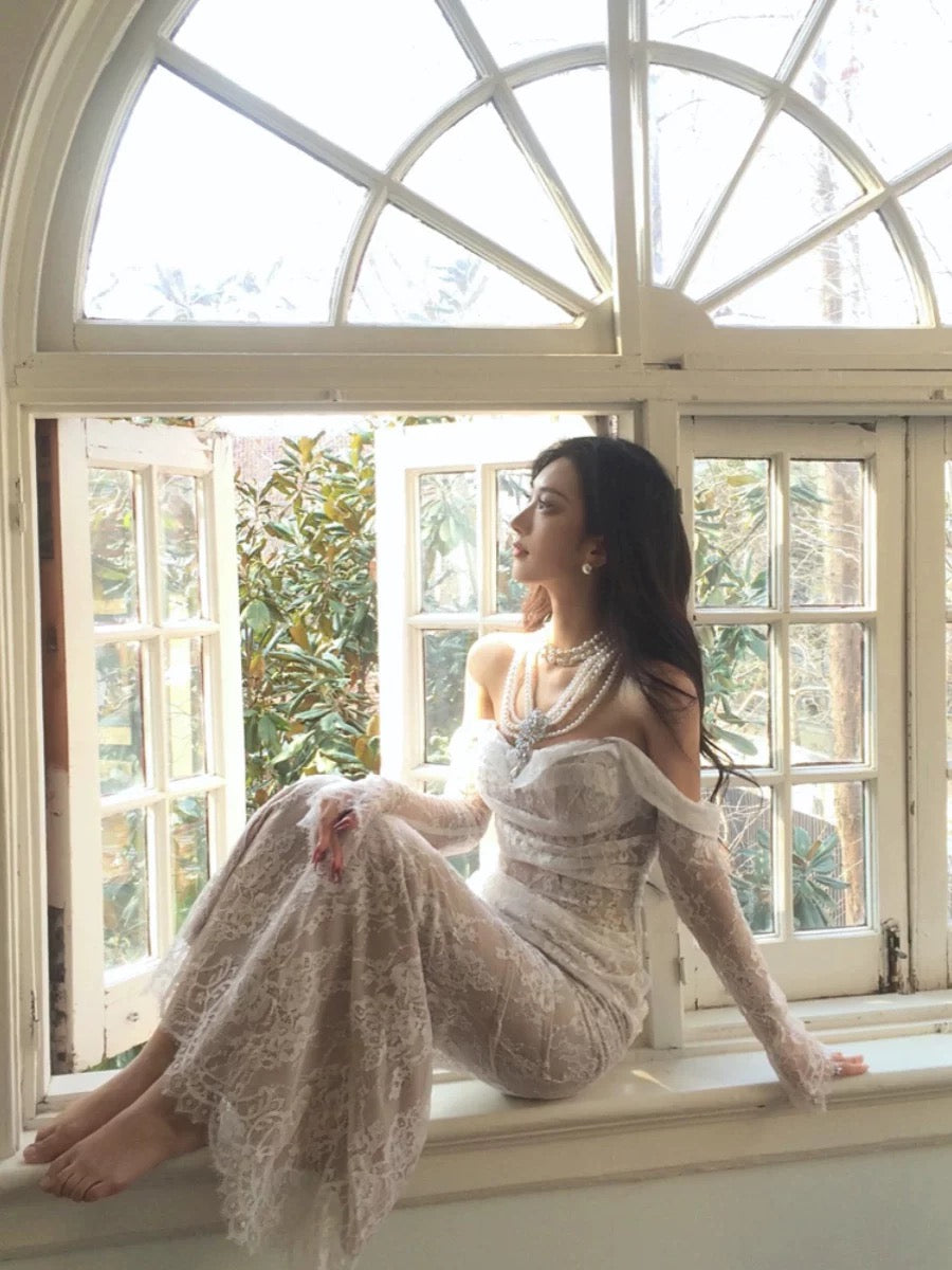 Elegant Off-The-Shoulder Mermaid Lace Long Prom Dress for Formal Parties & Special Occasions - Style J4841 | Perfect for Homecoming, Wedding Guest & Evening Gala Events