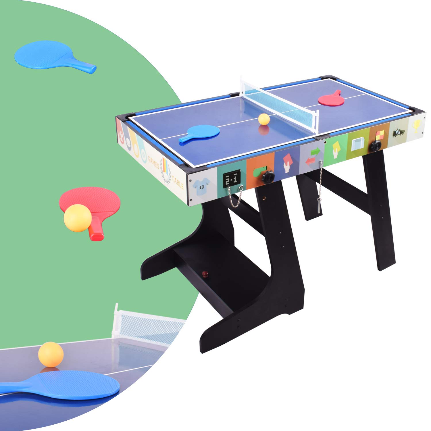 4-in-1 Multi-Game Table - 4FT Folding Pool, Air Hockey, Ping Pong & Foosball Table with Storage | Perfect for Game Rooms, Basements & Family Entertainment