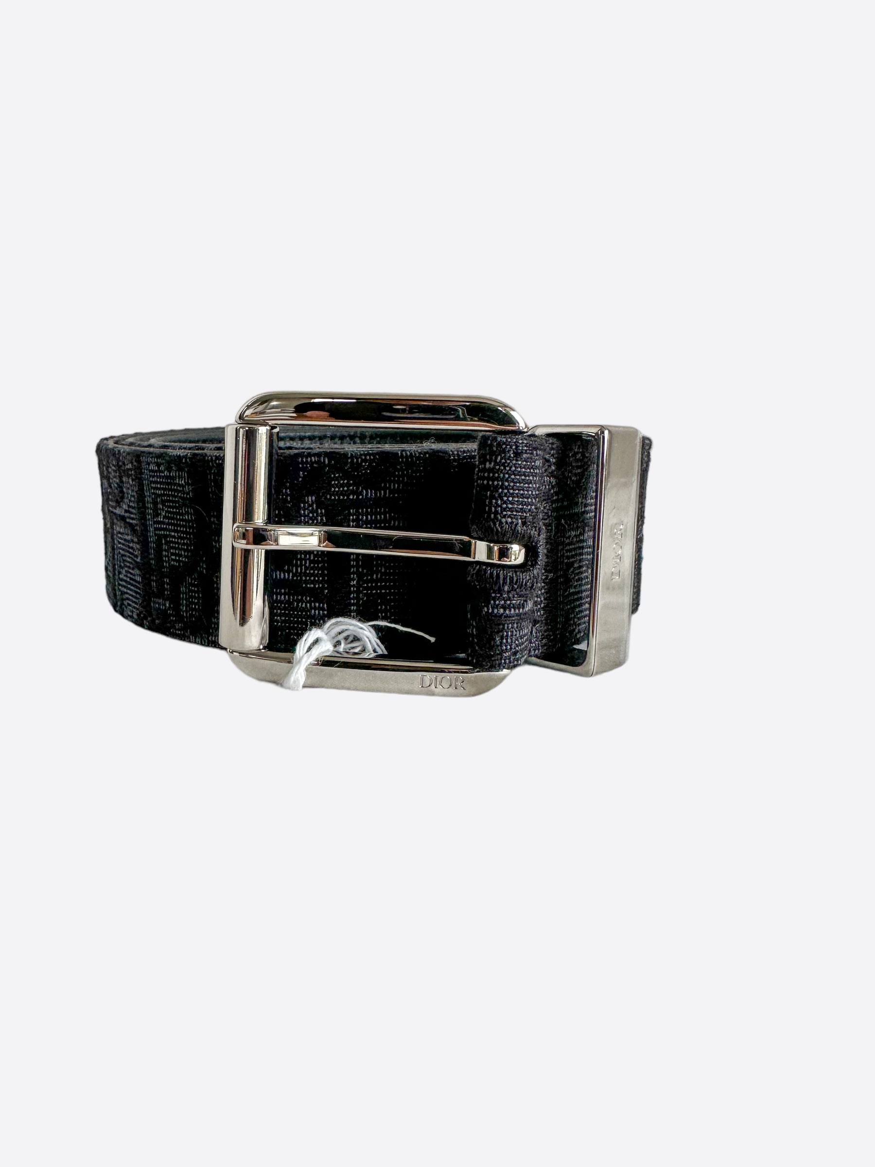 Dior Black Oblique Silver Buckle Belt for Men & Women | Luxury Designer Fashion Accessory | Perfect for Casual, Office & Formal Outfits