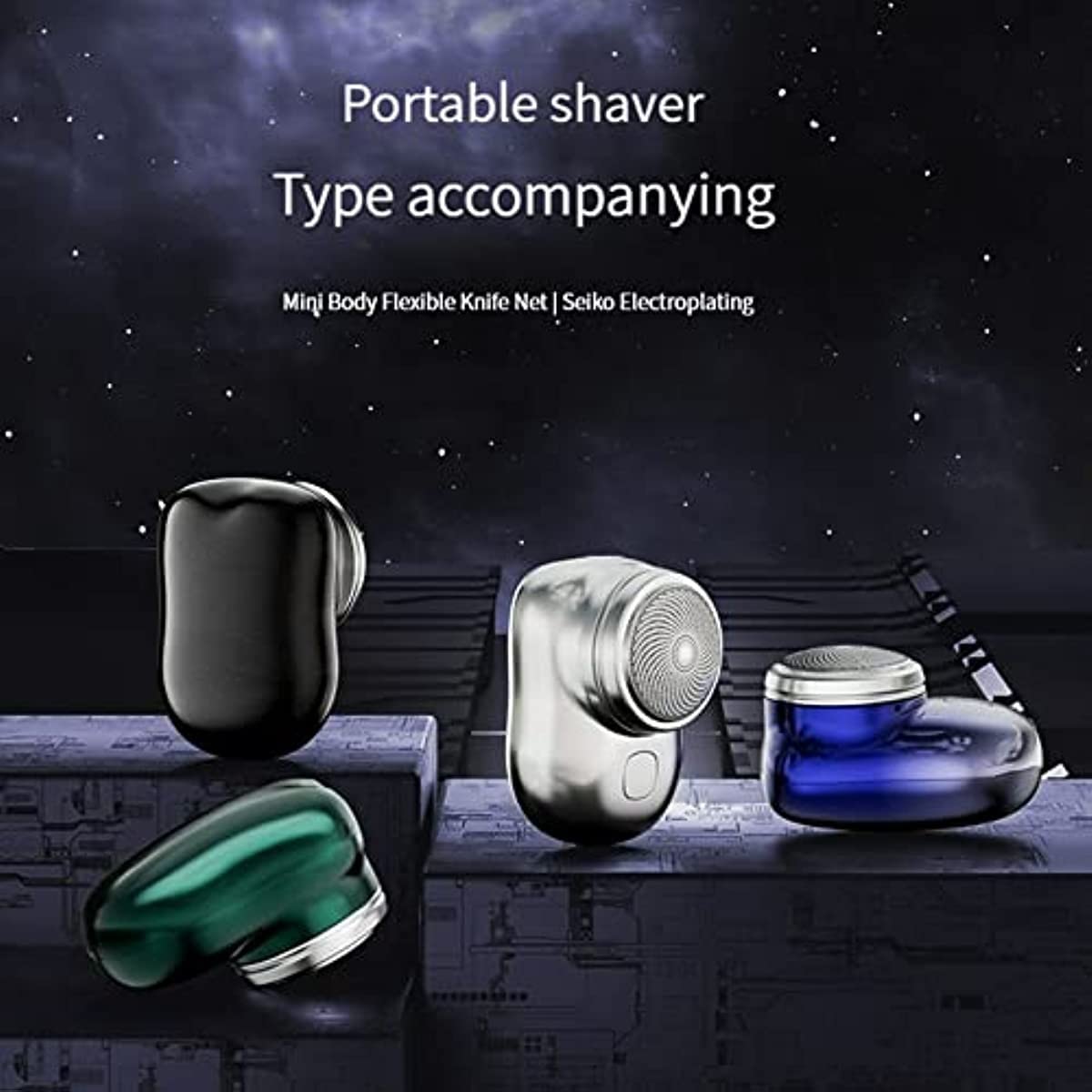 MACITA Mini Electric Shaver - Portable USB Rechargeable Wet/Dry Shaver with Blades for Men & Women, Travel & Gym Use (Blue)