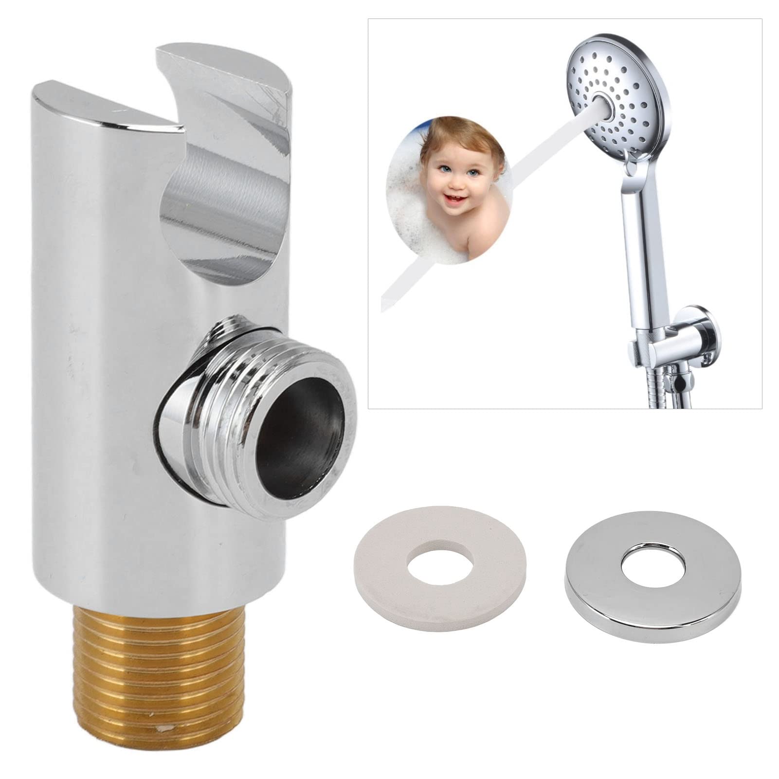 All Copper Wall Mount Hand Shower Holder with 3 Accessories - Heavy Duty Shower Head Adapter for Bathroom, Replaces Broken Shower Arm - Perfect for Spa-Like Experience, Elderly & Pet Bathing