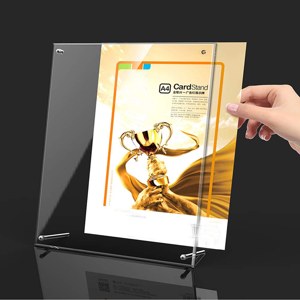 Clear Acrylic Picture Frames with Standoff - A5 Size Tabletop Display for Photos, Certificates, Artwork & Signs | Perfect for Home Decor, Office Presentations & Art Exhibitions