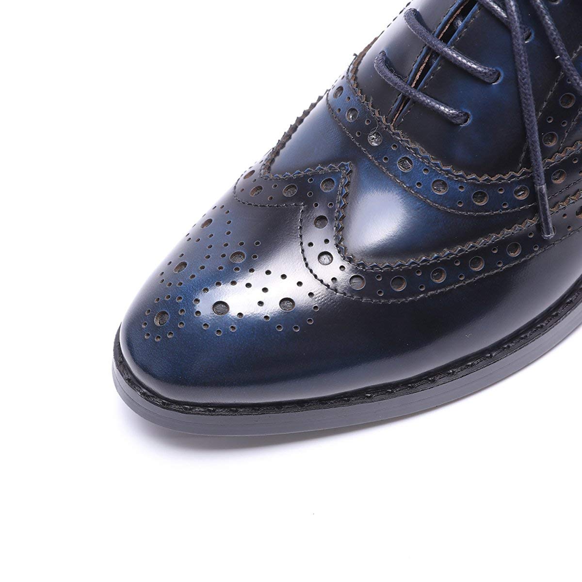 Women's Leather Wingtip Oxford Shoes - Perforated Brogue Lace-Up Design for Ladies | Stylish & Comfortable for Work, Office, and Casual Outfits