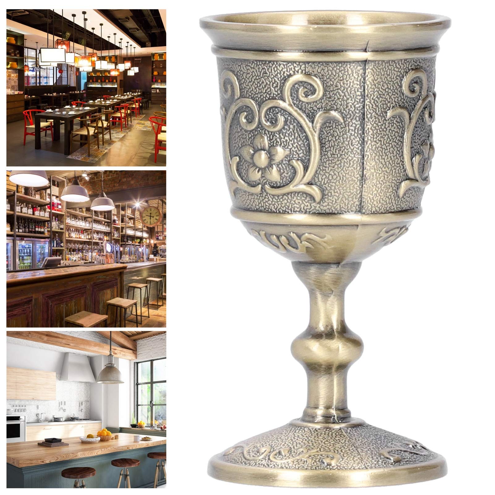Royal Chalice Goblet - Embossed Bronze King's Cup for Whiskey, Wine & Milk (3.6in) | Elegant Drinking Vessel for Medieval Parties, Weddings & Home Decor