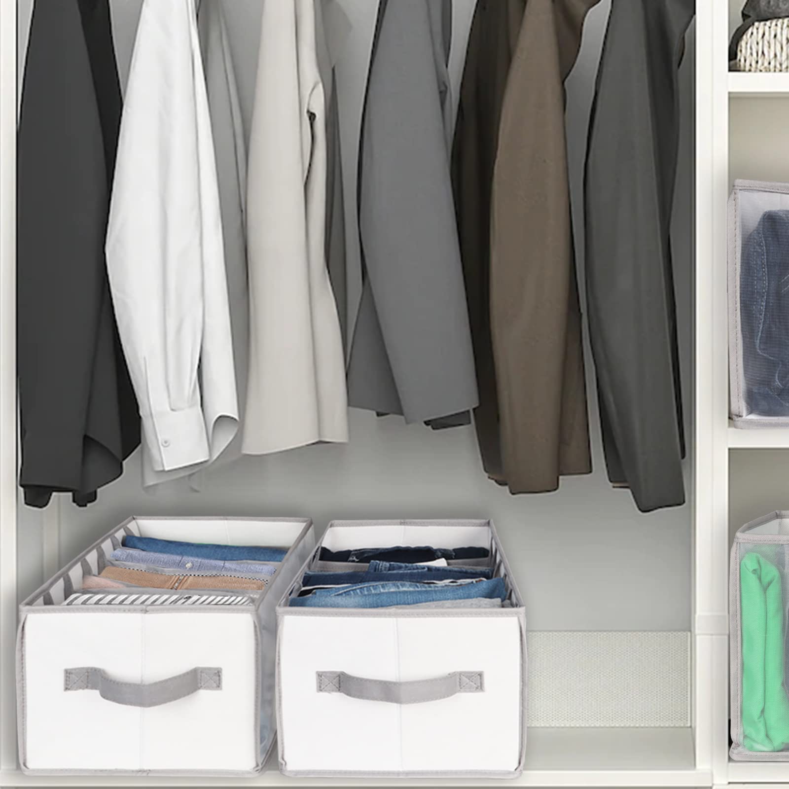 Univivi Extra Large 7-Grid Wardrobe Organizer - Portable Closet Storage for Pants, Sweaters, T-Shirts, Underwear & Hoodies | Space-Saving Clothes Hanger for Bedroom, Dorm, Travel | Set of 2