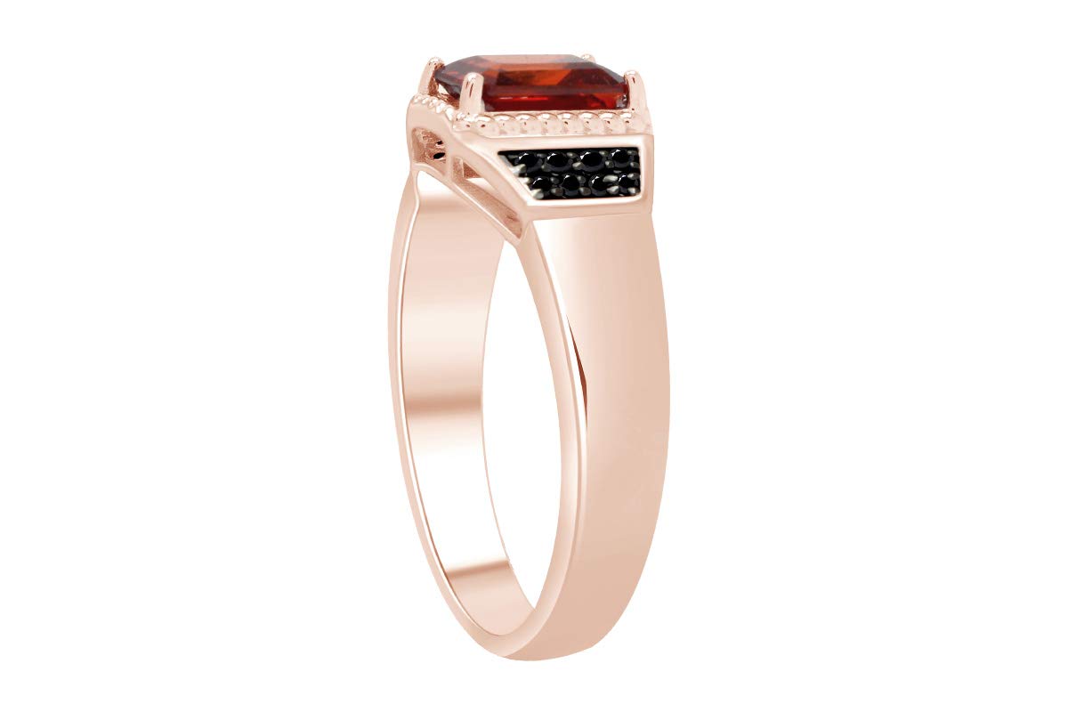 **3.16 Ct Emerald Cut Simulated Garnet & Black Spinel Men's Wedding Band Ring - 14k Gold Over Sterling Silver - Elegant Jewelry Gift for Him - Perfect for Anniversaries, Engagements & Special Occasions**