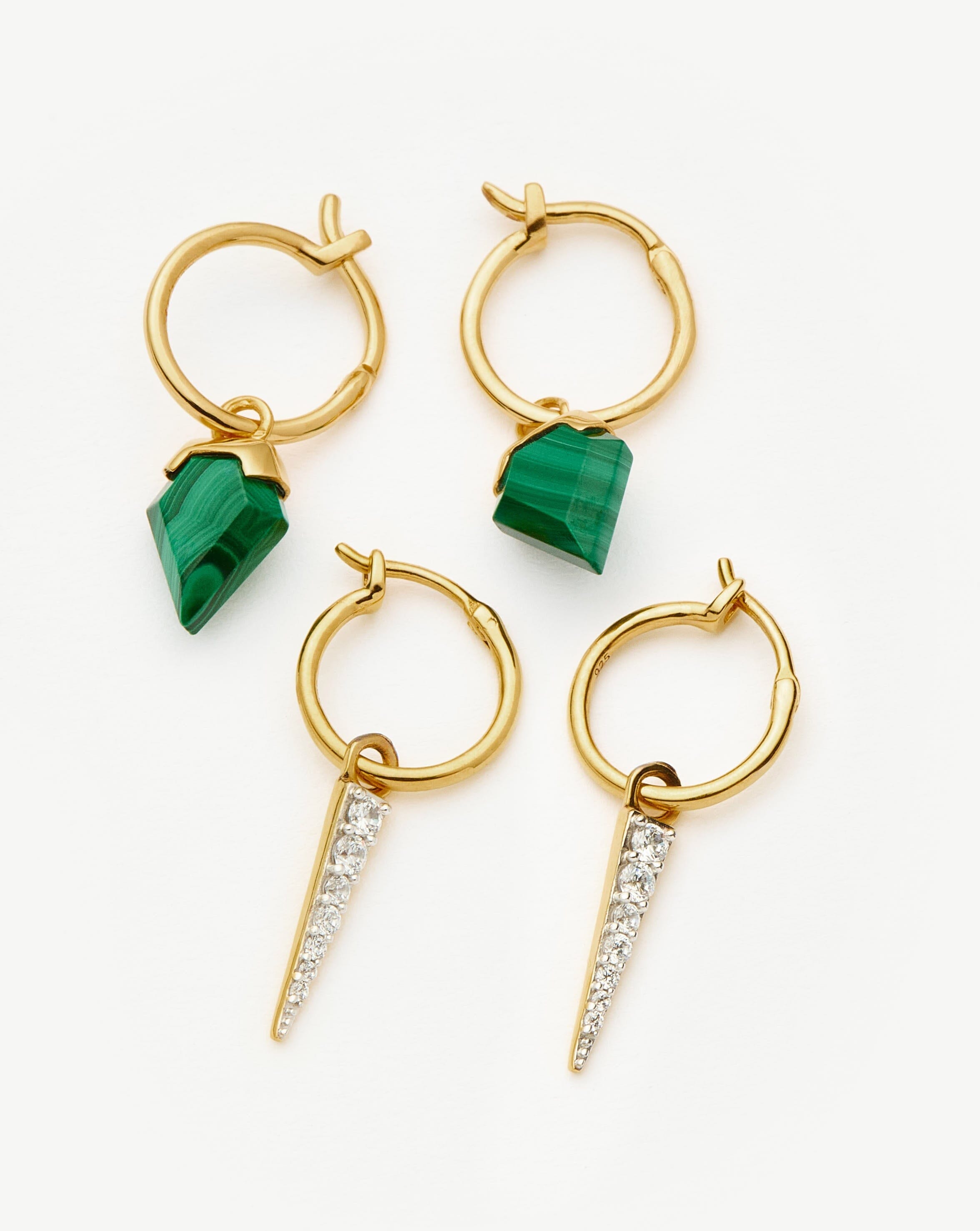 Shield & Spike Charm Hoop Earrings Set | 18k Gold Vermeil Jewelry for Women | Perfect for Parties, Weddings & Everyday Wear