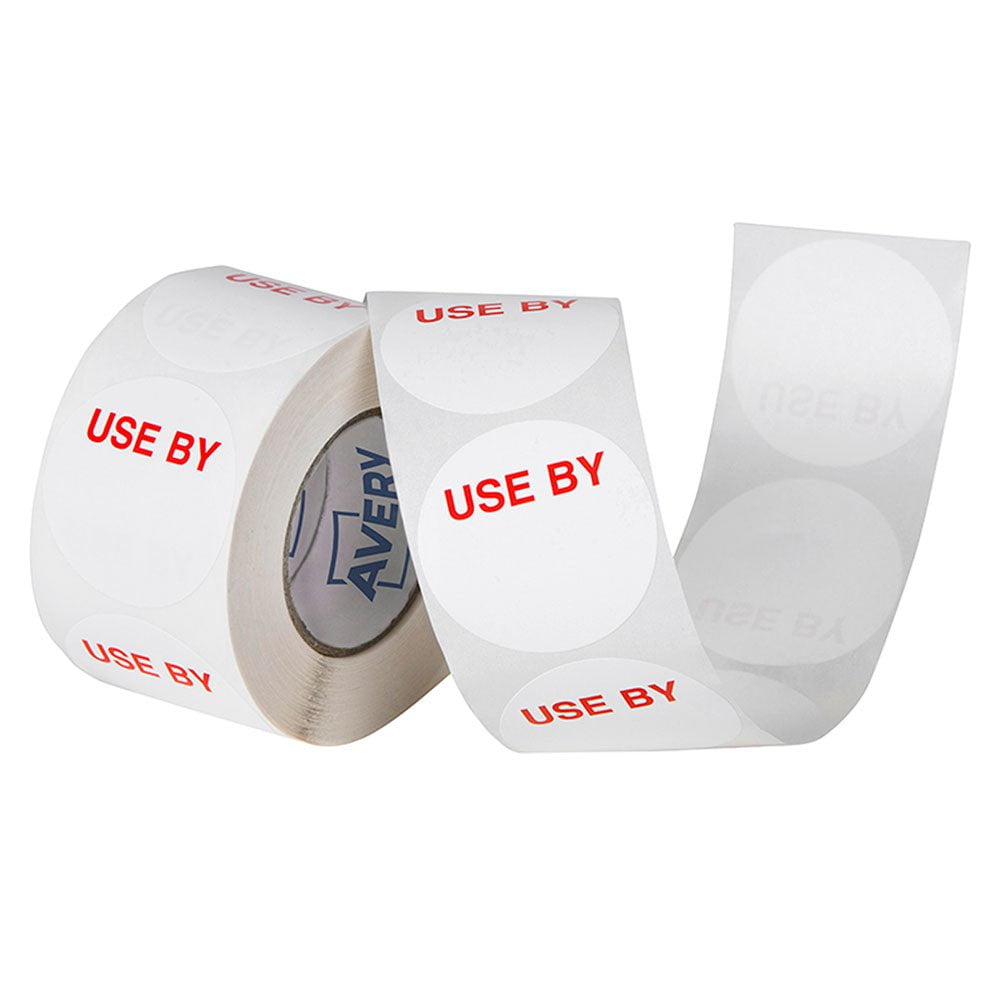 Avery 40mm Round Labels - Premium 'Use By' Date Stickers for Food Storage & Organization | Perfect for Kitchen, Pantry & Meal Prep
