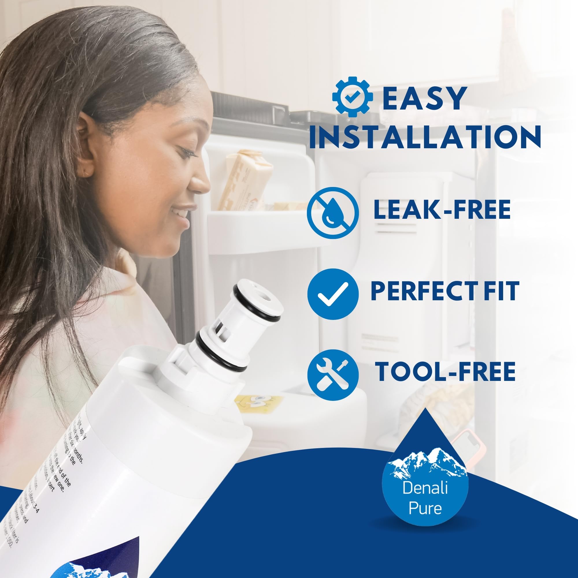 KitchenAid Refrigerator Water Filter Replacement - Compatible with KSRG25FKSS, 4396508, 4396509, 4396510 | High-Quality Fridge Water Filter Cartridge | Perfect for Clean Drinking Water & Ice Maker