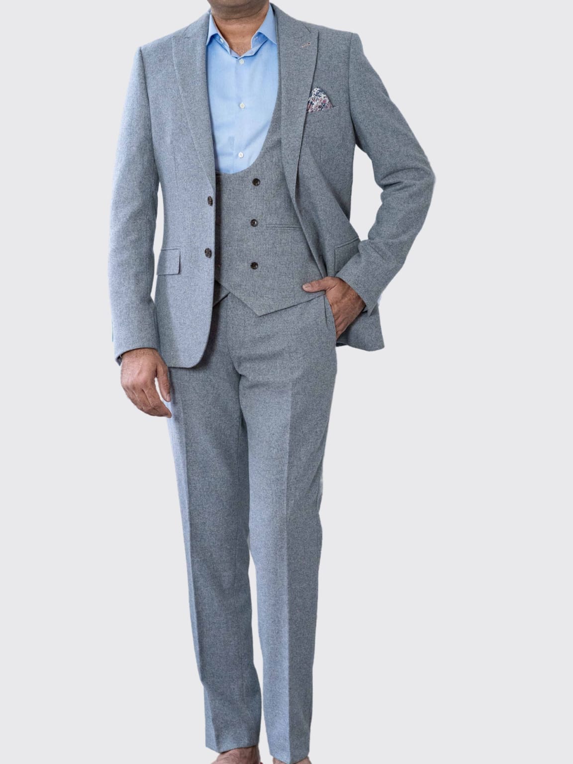 Harry Brown Ralph Grey Flannel Blazer for Men - Classic Slim Fit Single Breasted Business Casual Jacket - Perfect for Office Wear, Weddings & Formal Events