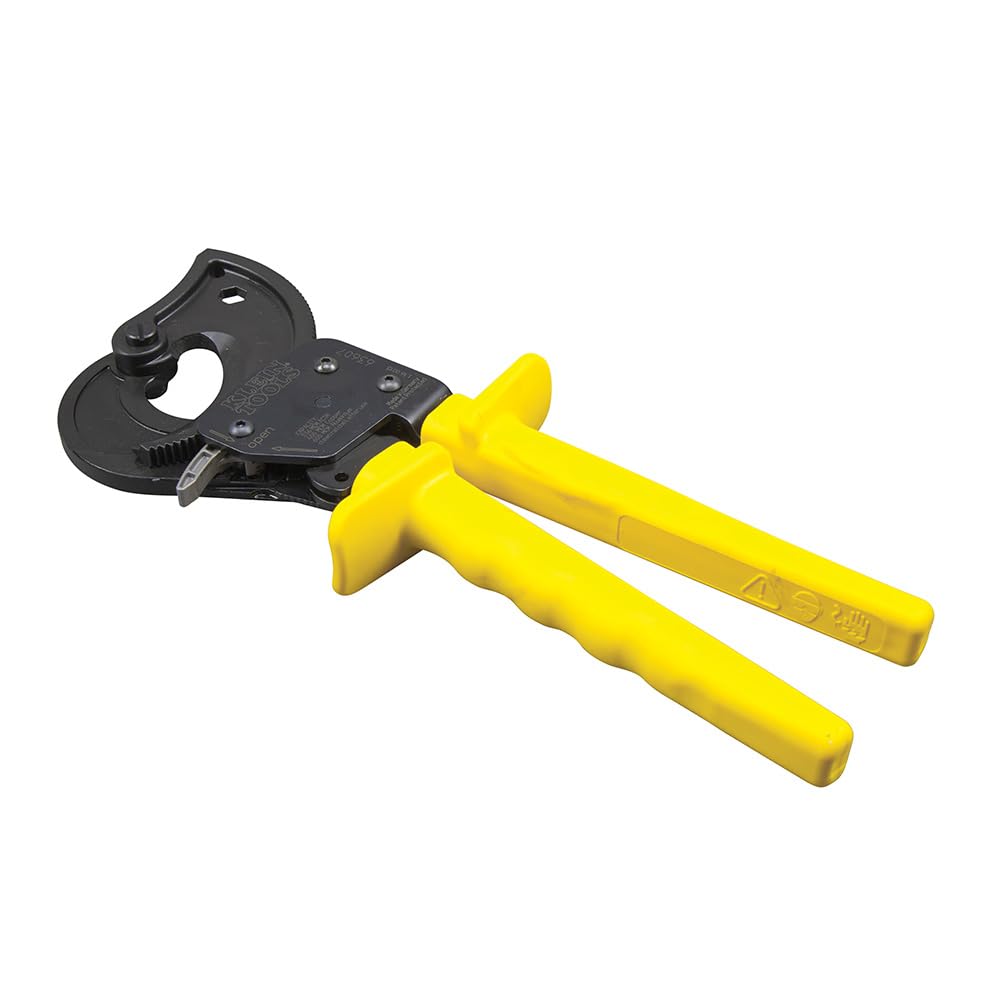 Klein Tools 63607 Ratcheting Cable Cutter - Heavy Duty Wire Cutting Tool for Copper, Aluminum & ACSR Cables | Ideal for Electricians, Contractors & DIY Electrical Projects