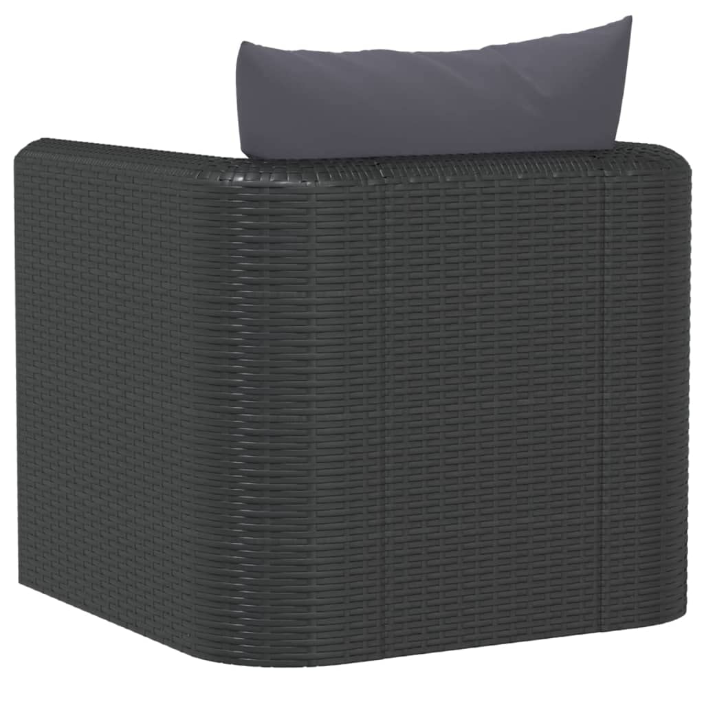 Outdoor Wicker Sofa Set with Cushions & Coffee Table - PE Rattan Sectional Patio Furniture for Garden, Porch, Backyard - Rustic Black Modern Lounge Seating for Relaxing & Entertaining