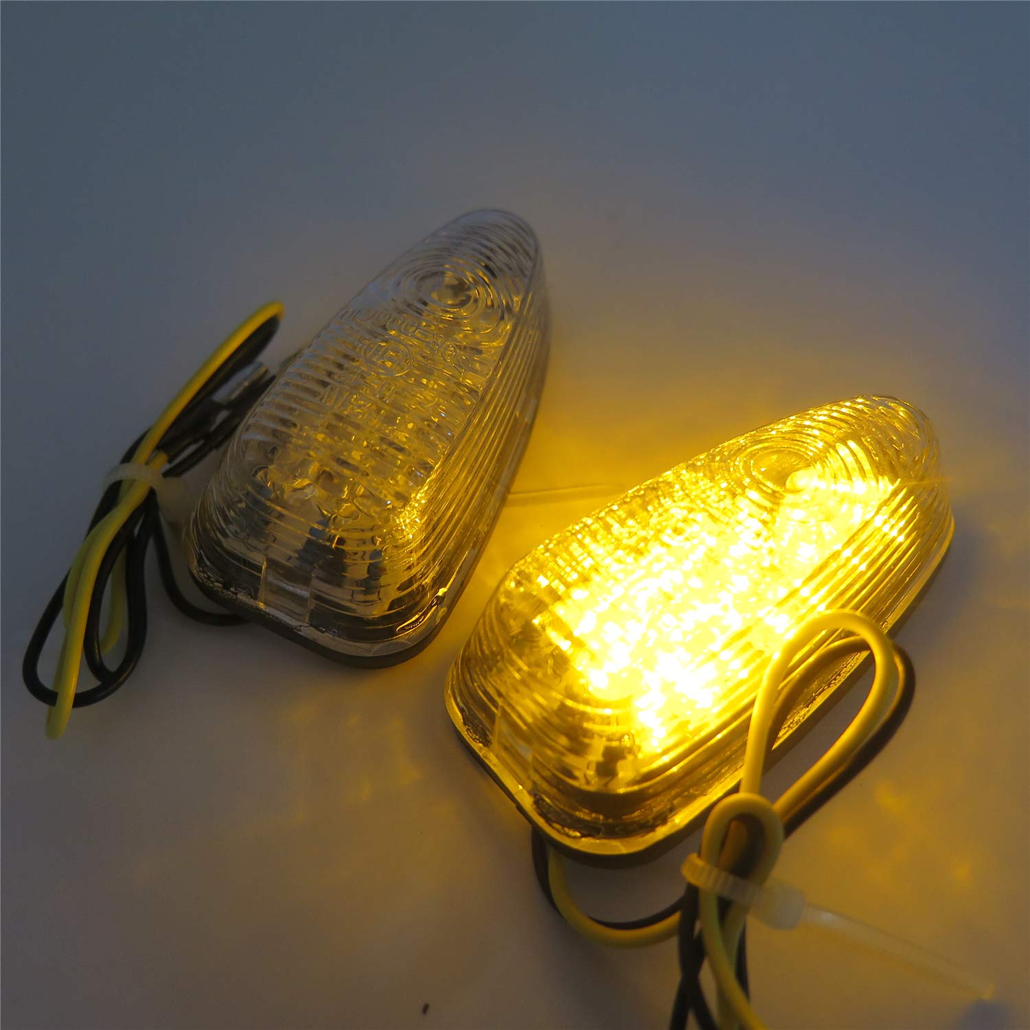 Universal LED Turn Signal Lights - Clear Flush Mount Motorcycle Blinkers for Harley, Honda, Kawasaki - Waterproof, Durable Bike Indicators for Night Riding & Safety Enhancement