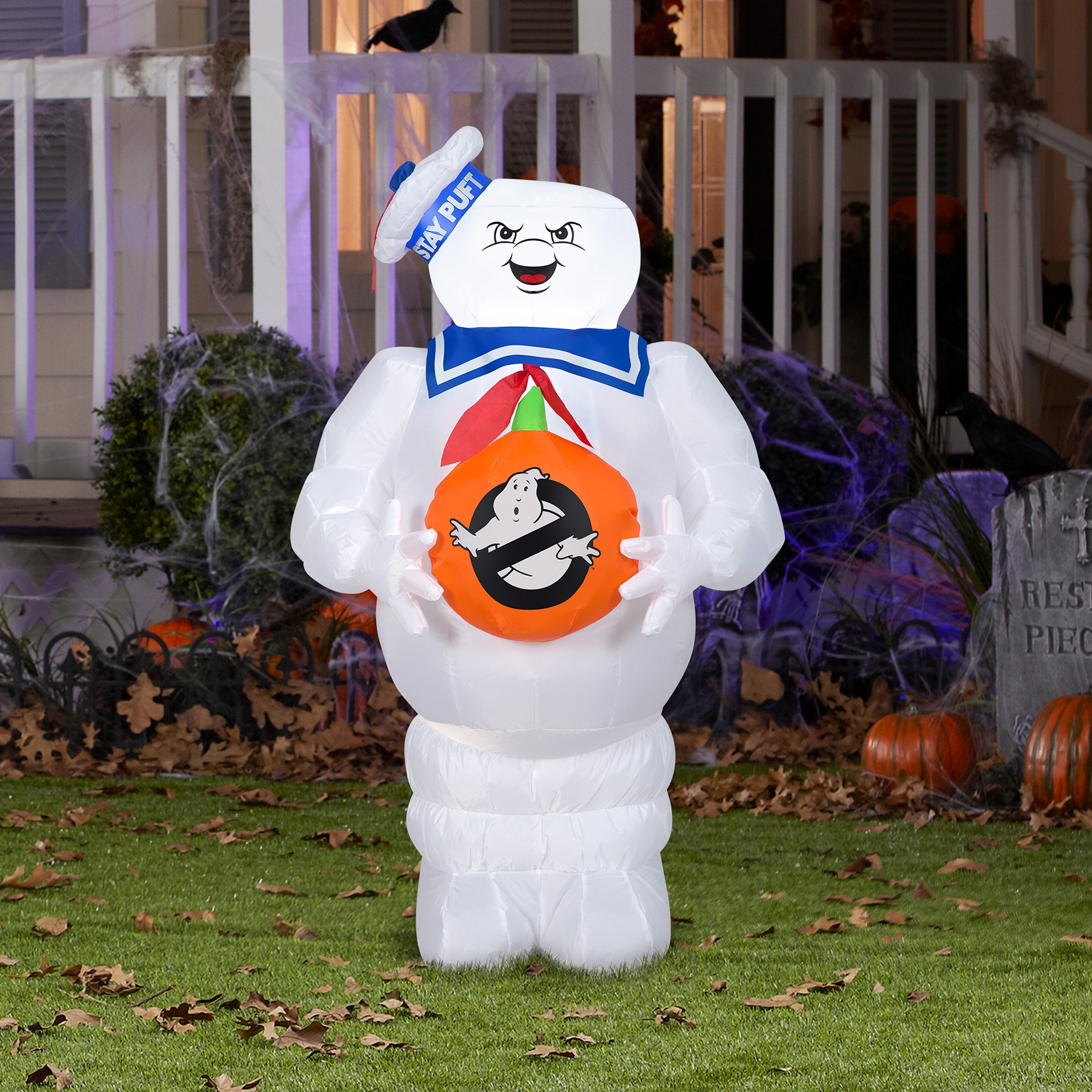42 Inch Halloween Ghostbusters Marshmallow Man Inflatable Yard Decoration - Spooky Outdoor Decor for Halloween Party & Haunted House
