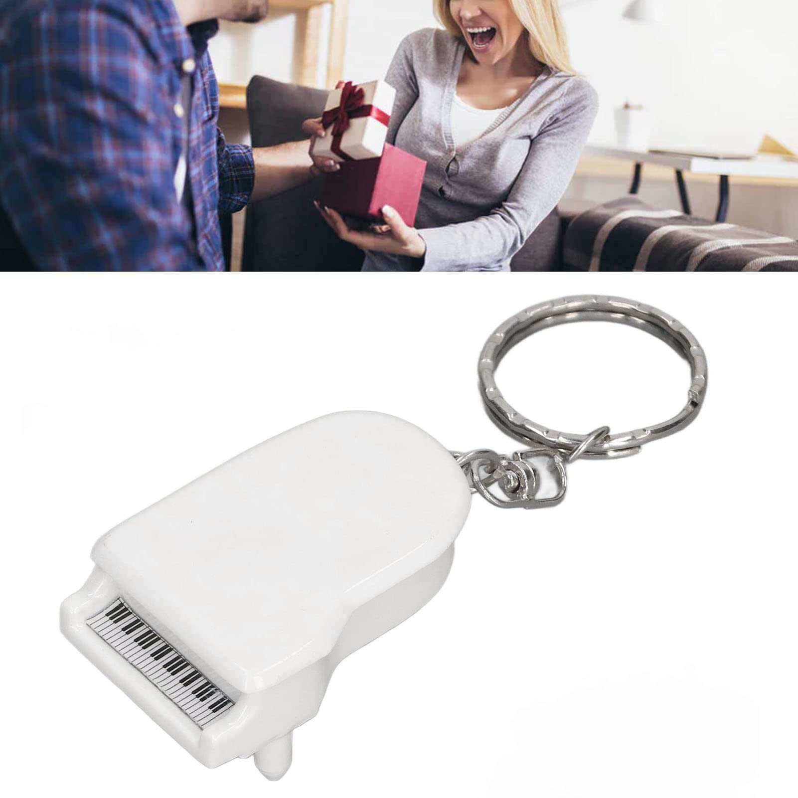 Mini Piano Pendant Keychain - Realistic Tiny Keyboard Charm for Dollhouse Decor, Jewelry & Gift (White) | Perfect for DIY Crafts, Doll Accessories & Music Lover Gifts