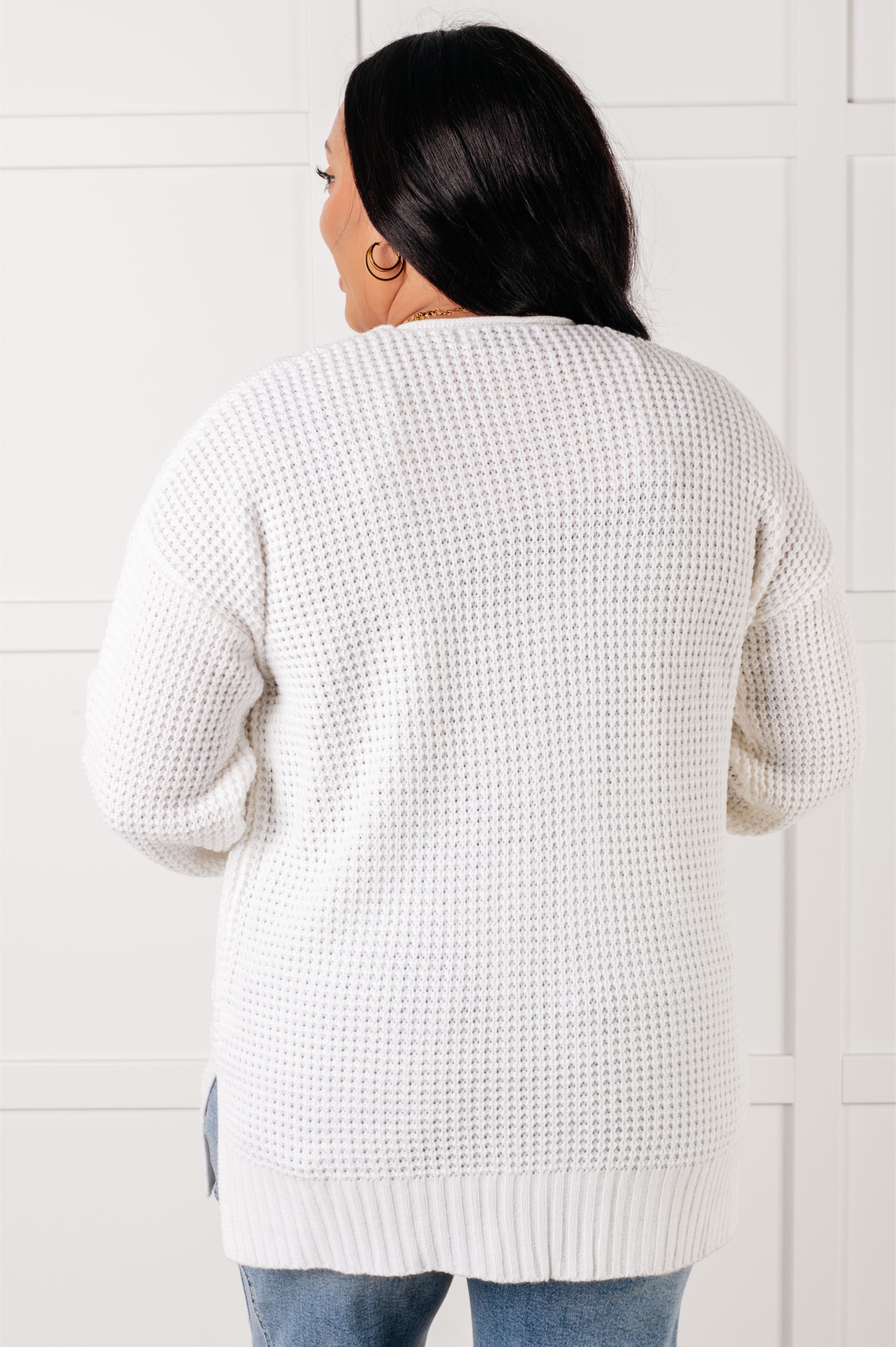 Ivory Waffle Knit Open Front Cardigan for Women - Cozy Layered Sweater for Fall & Winter - Perfect for Casual Outfits, Office Wear, and Lounging at Home