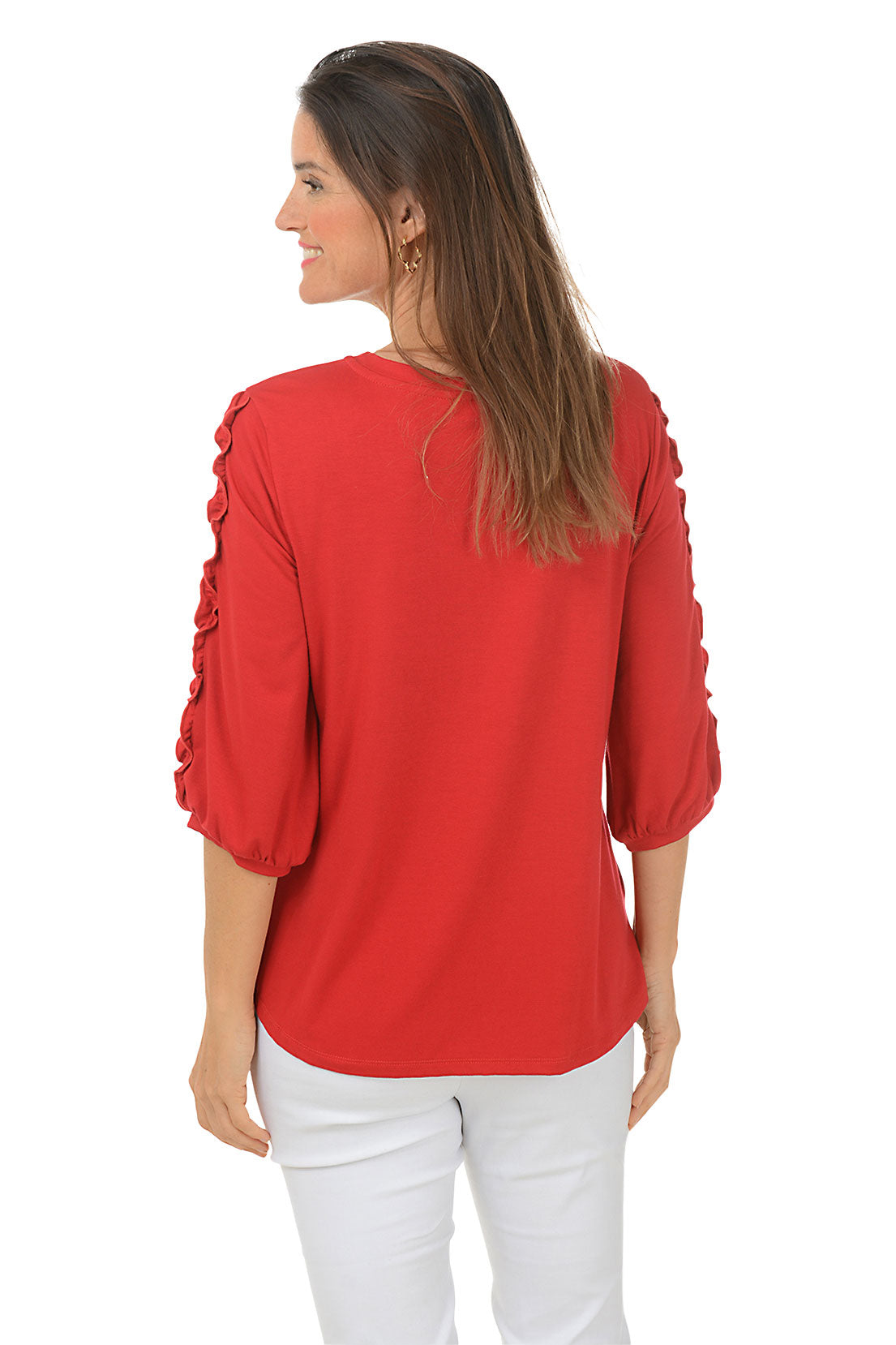 Stylish Frilled Sleeve Knit Top for Women | Trendy Ruffled Blouse | Perfect for Office Wear, Date Nights & Casual Outfits