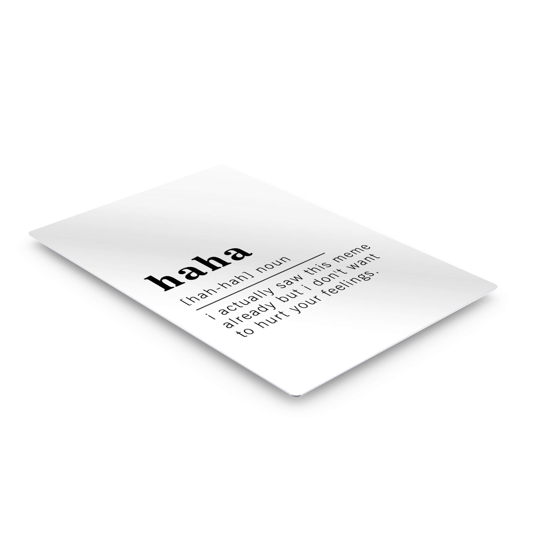 Funny Noun Dictionary Definition of Haha Metal Print - Inspirational Quote Wall Art for Office, Living Room, Bedroom & Bathroom - Ready to Hang Home Decor (36x24 Inches, Made in USA) - Perfect for Gifts, Housewarming & Adding Humor to Any Space