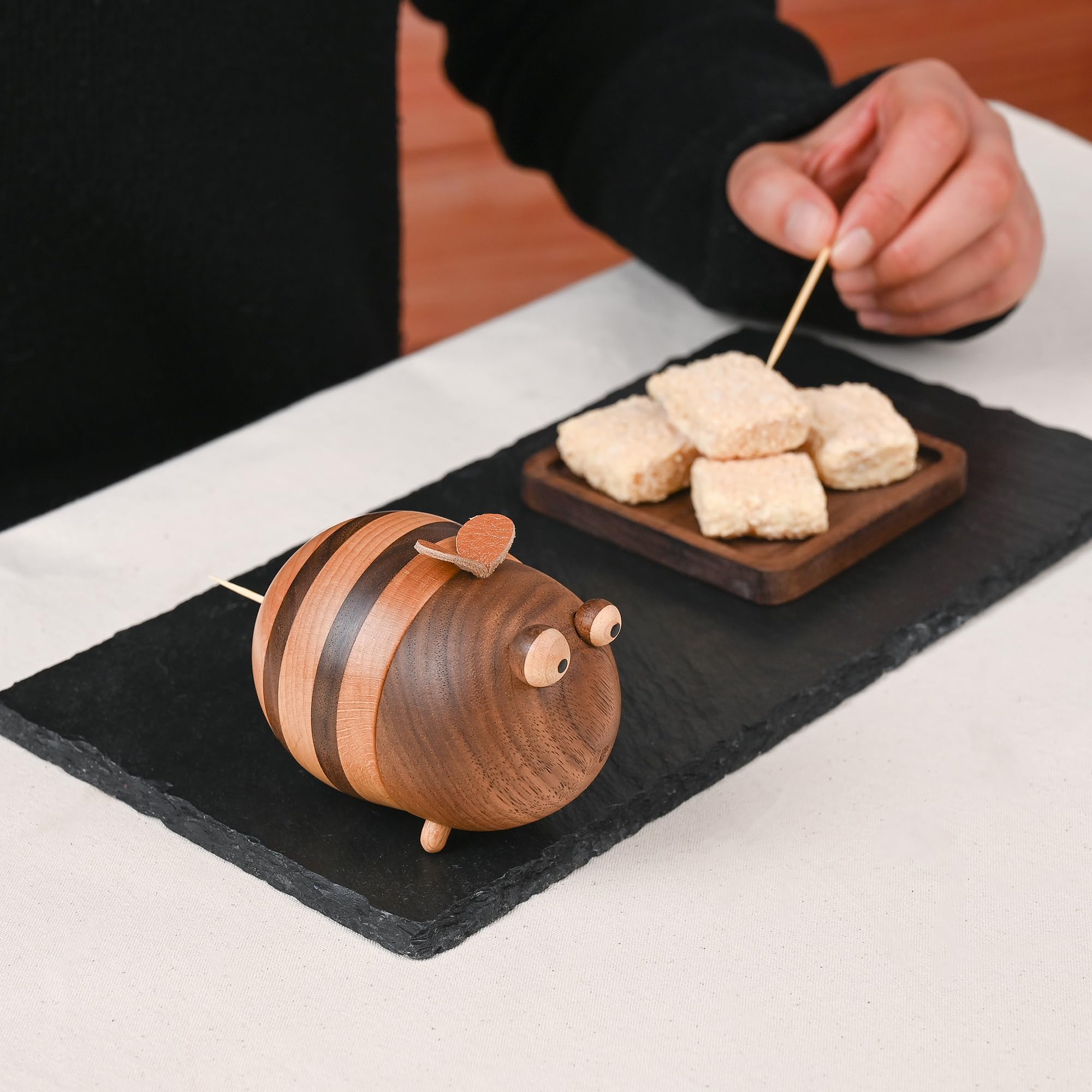 Bee Toothpick Holder Dispenser - Cute Kitchen Accessories for Bee Lovers, Unique Home Decor & Gift Idea - Includes 150 Toothpicks - Perfect for Parties, Picnics & Dining Table Decor