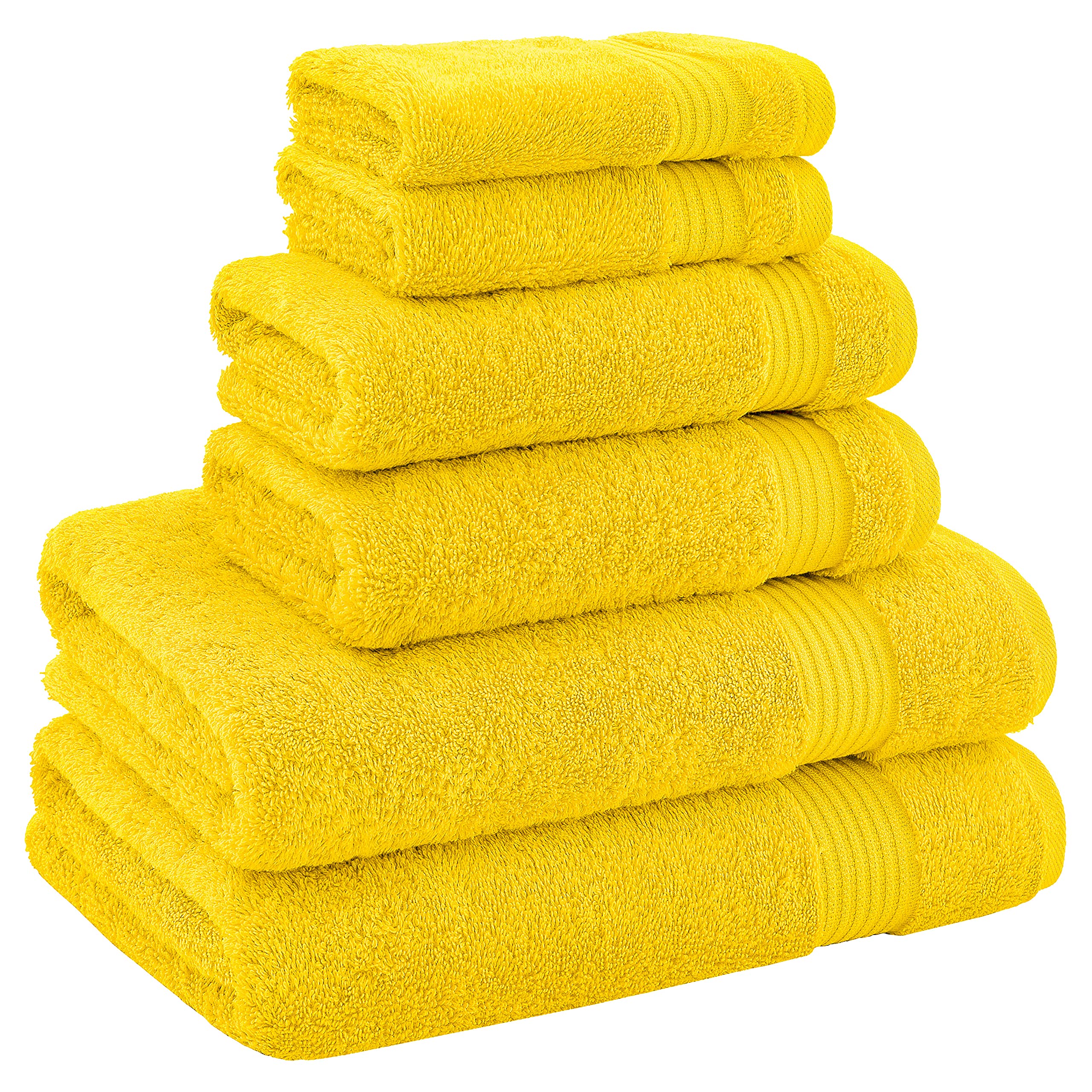 Premium 100% Cotton Turkish 6-Piece Bath Towel Set - 2 Bath Towels, 2 Hand Towels & 2 Washcloths - Ultra Soft & Absorbent Luxury Bathroom Essentials in Yellow - Perfect for Spa, Hotel & Home Use