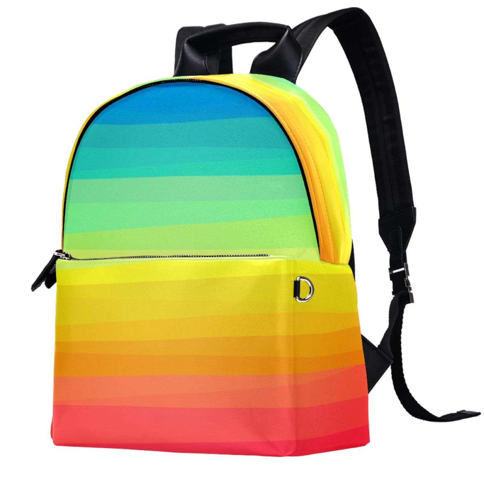 Colorful Rainbow Stripes Leather Backpack Purse for Women - Stylish Casual School, College & Travel Bookbag - Perfect for Daily Use, Commuting & Outdoor Adventures