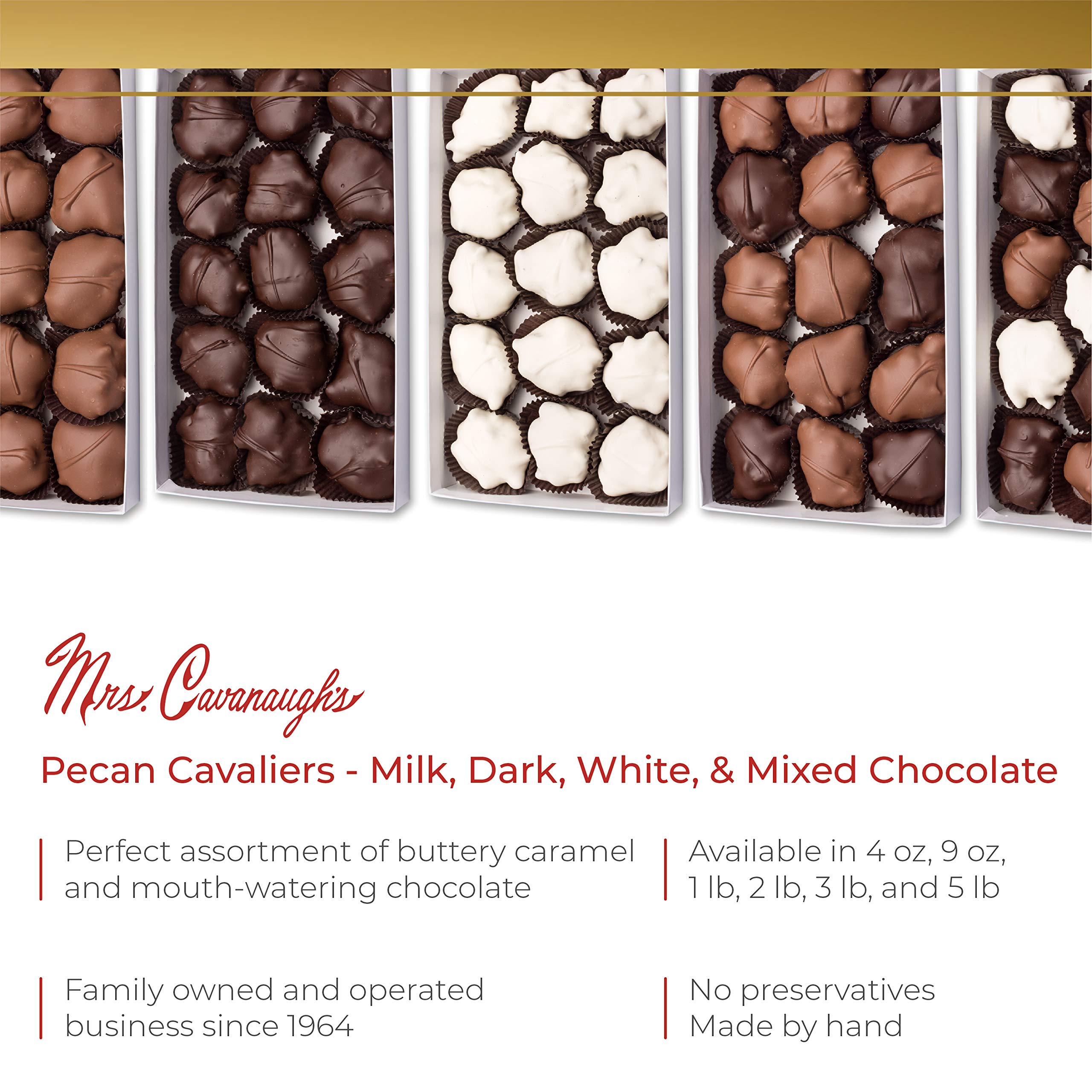 Mrs. Cavanaugh's 3 lb Milk Chocolate Pecan Clusters with Caramel - Premium Gourmet Gift for Holidays, Parties & Sweet Treats