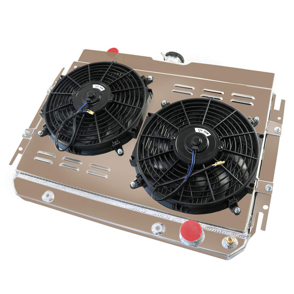 High-Performance 3-Row Aluminum Radiator with Dual Electric Fans & Relay Kit - Compatible with Chevy Impala, Chevelle, El Camino (1963-1968) - Perfect for Engine Cooling & Performance Upgrades