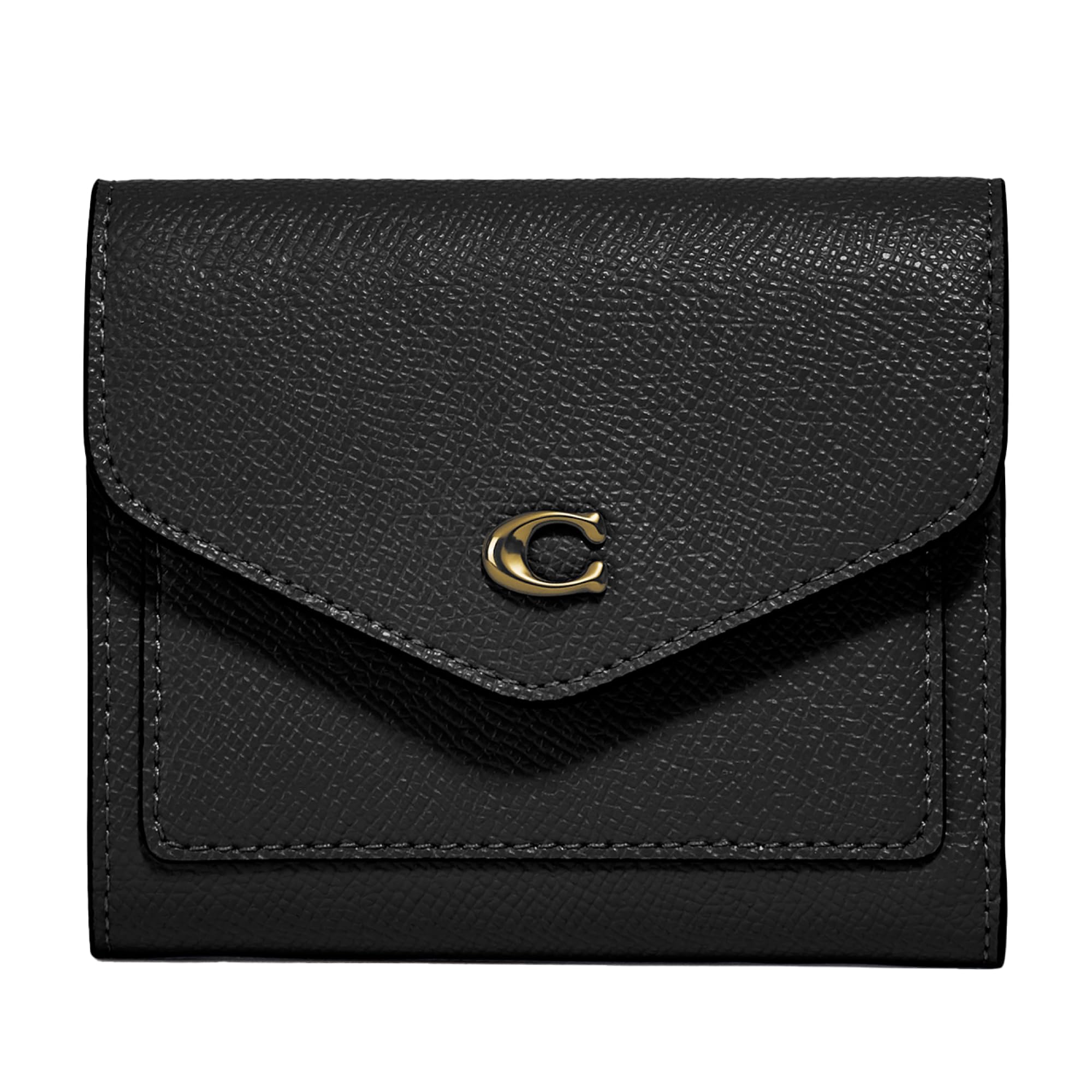 Coach Wyn Small Leather Wallet in Light Brown/Black – Cross Grain Leather, Slim & Stylish for Everyday Use, Travel, and Gifting