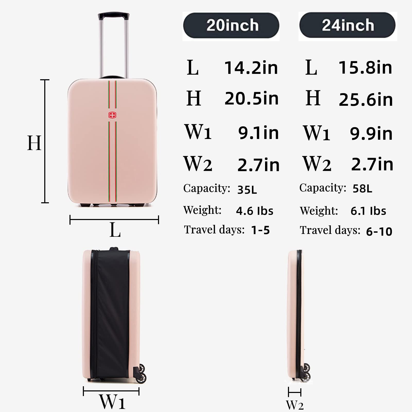 Ultra Thin Expandable Hardside Luggage with TSA Lock & Silent Wheels - 2.7