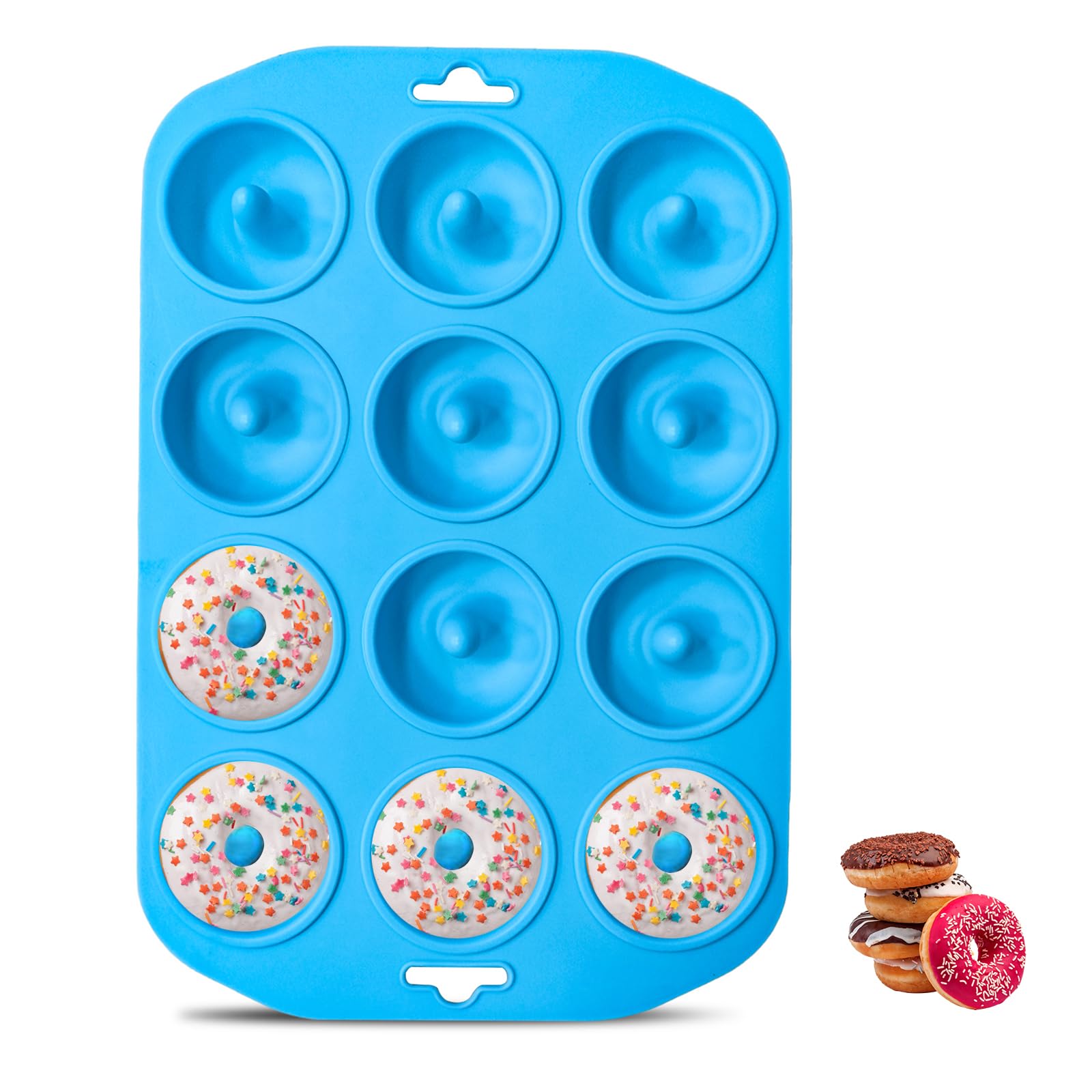 Premium Silicone Donut Molds for Baking - 12-Cavity Bite Size Mini Donut Pan | Heat Resistant & Non-Stick Bottom | Easy to Clean | Perfect for Homemade Donuts, Cupcakes & Party Treats | Great for Birthday Parties, Baby Showers & Holiday Baking
