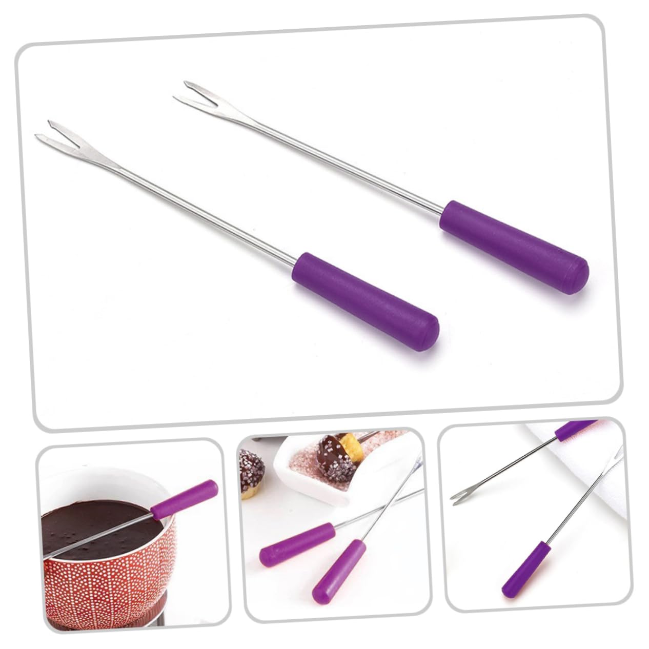 6-Piece Stainless Steel Cheese Forks Set - Heat-Resistant BBQ Forks for Melting Cheese & Fruits - Perfect for Parties, Picnics and Outdoor Grilling
