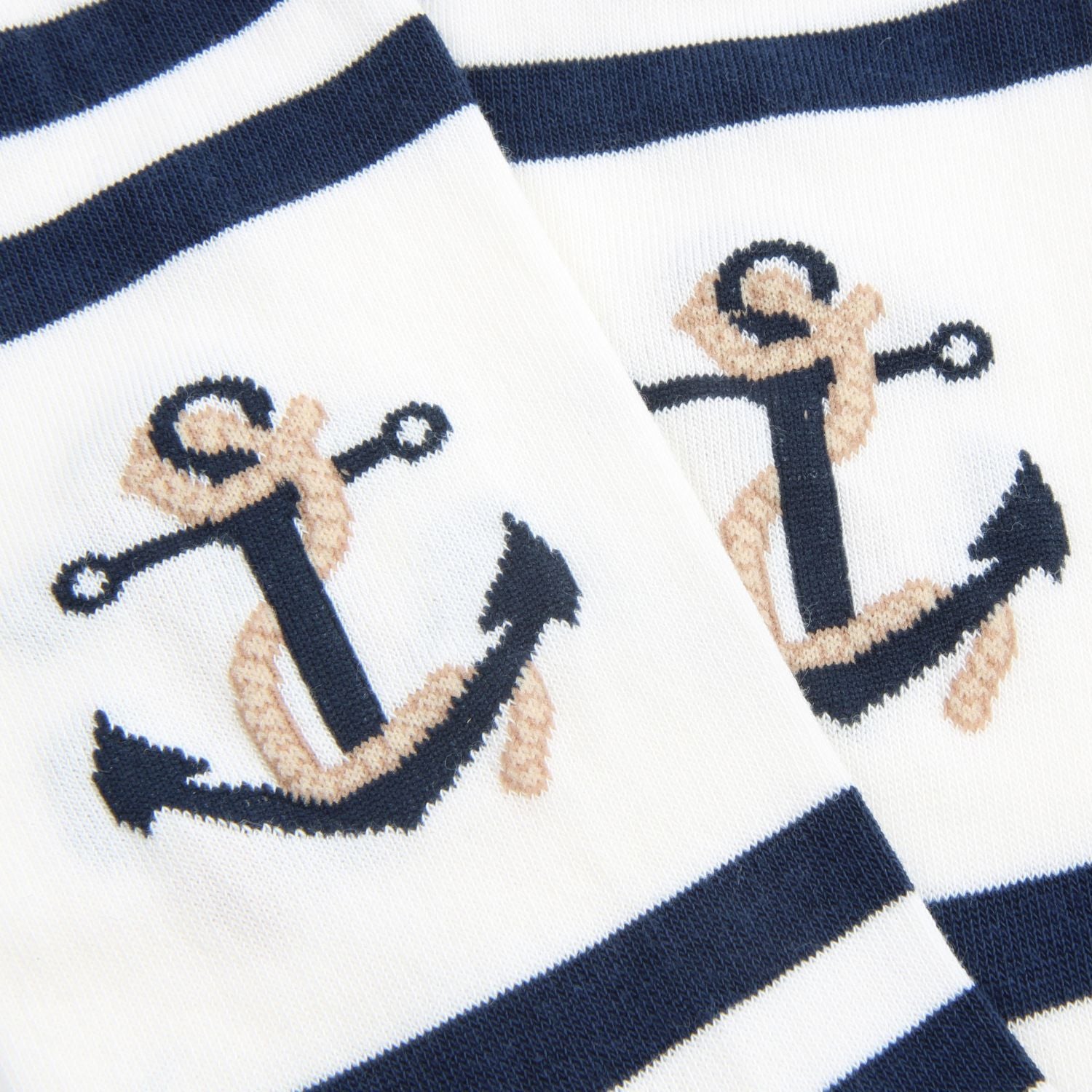 Men's Anchor & Stripe Cotton Socks - Breathable Casual Crew Socks for Everyday Wear, Work & Outdoor Activities