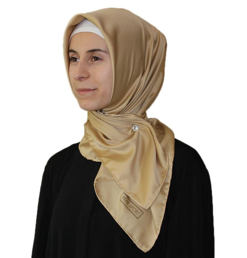 Aker Satin Square Hijab Scarf 6385 931 - Soft Muslim Headscarf for Women, Breathable & Lightweight Prayer Shawl - Perfect for Daily Wear, Work, and Special Occasions