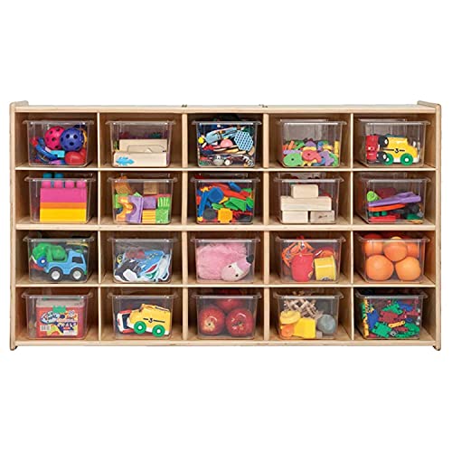 Contender Multi-Section Storage Cabinet with 20 Translucent Bins - Montessori Homeschool & Craft Supplies Organizer - Greenguard Gold Certified [Fully Assembled] - Perfect for Classroom, Playroom & Home Organization